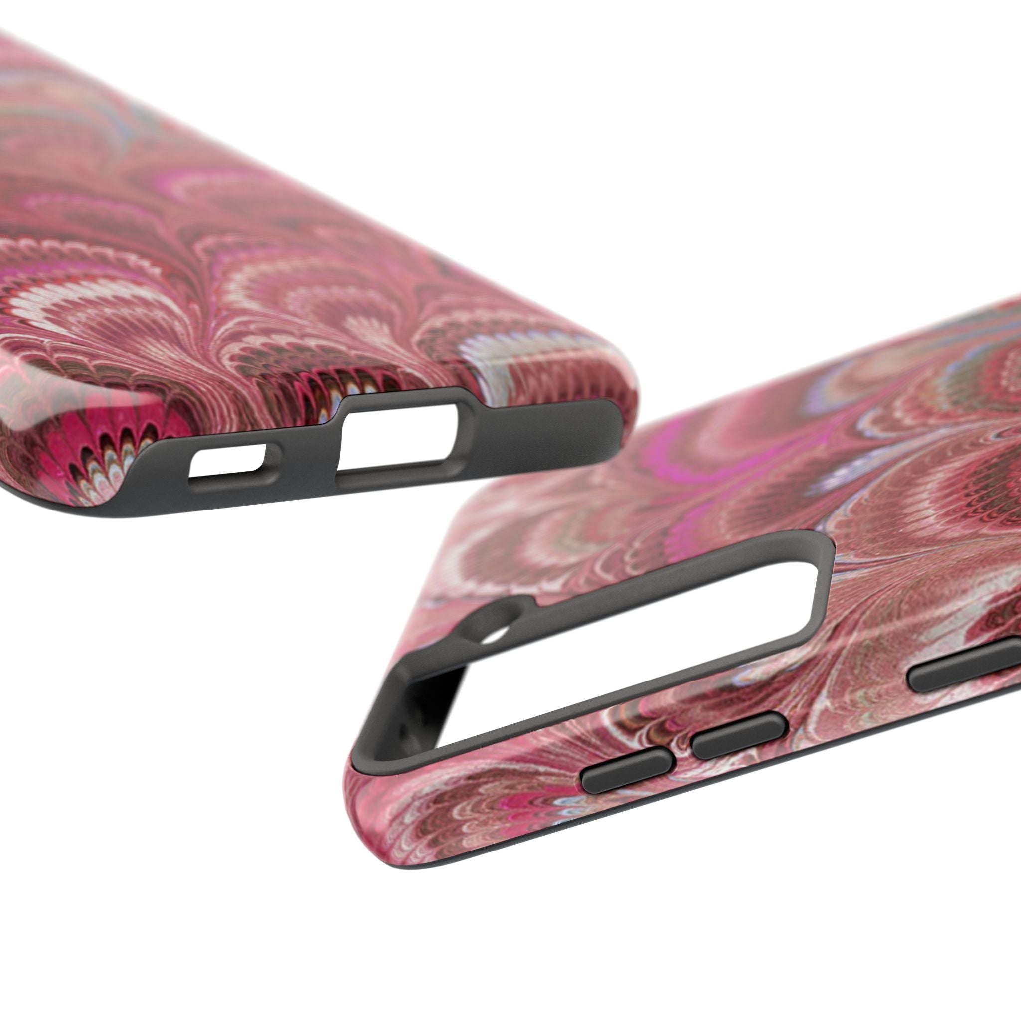 Pink Peacock Marble Italian Tough Phone Case — Durable Marbled Phone Case