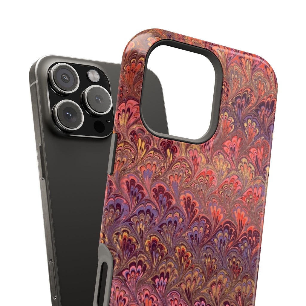 Red, Burgundy, Lavender, and Gold - Mag Safe Marble iPhone Case - Impact-Resistant Dual Layer