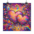 Rainbow Hearts Poster — Square Matte Print with All-Seeing Eye