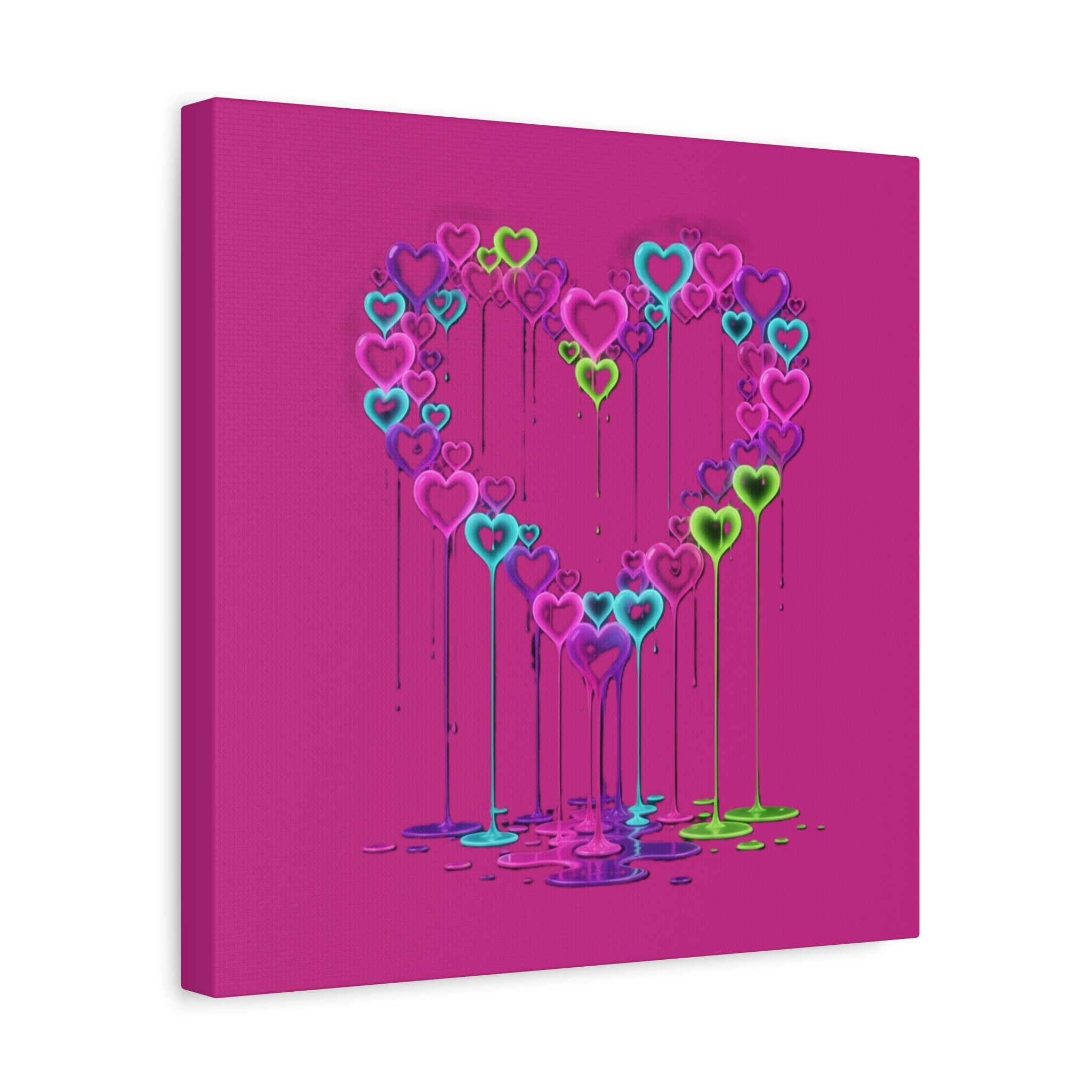 Dripping Neon Heart Canvas Art Valentines Decoration