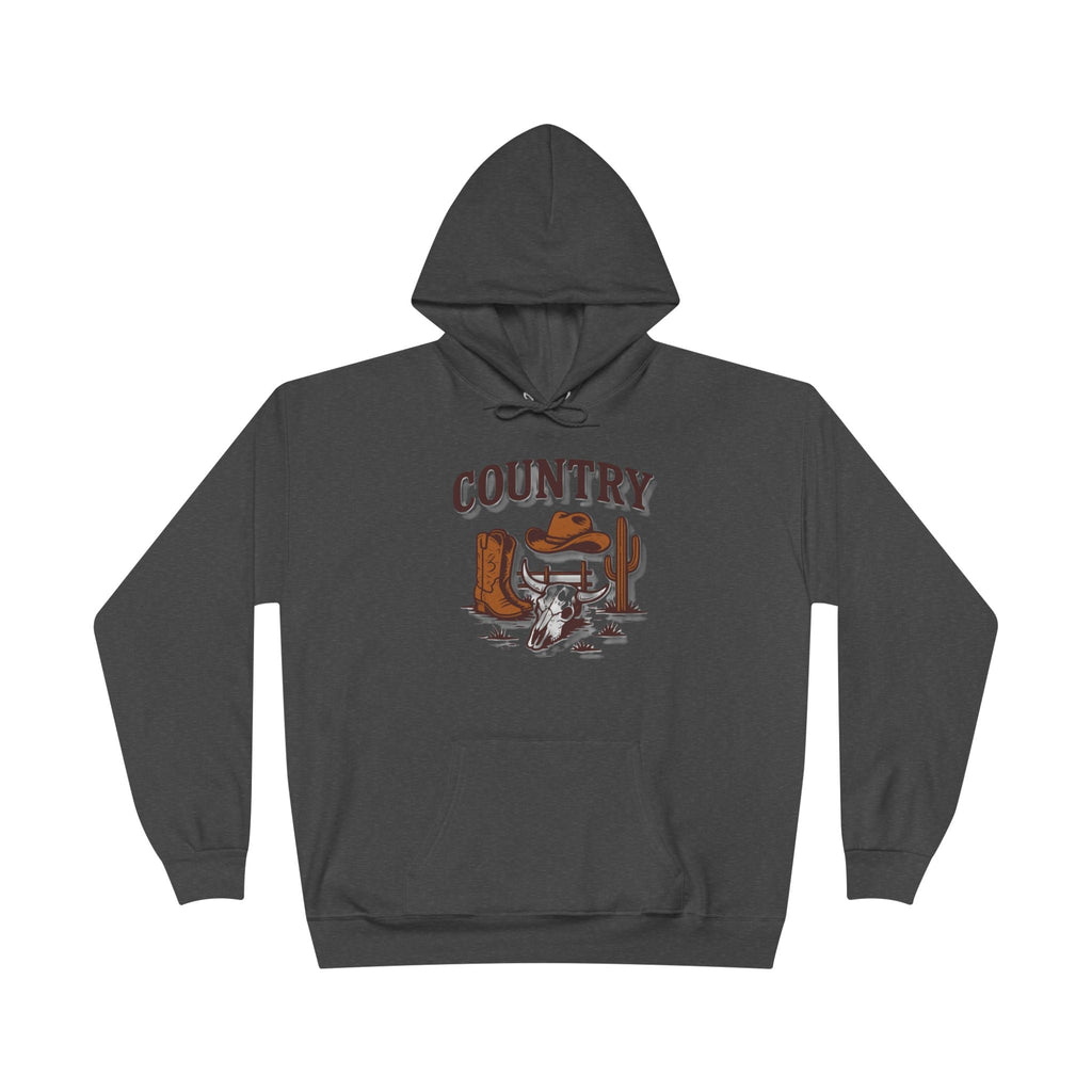 Country Western Hoodie — Cowboy Boots, Hat & Cactus Pullover