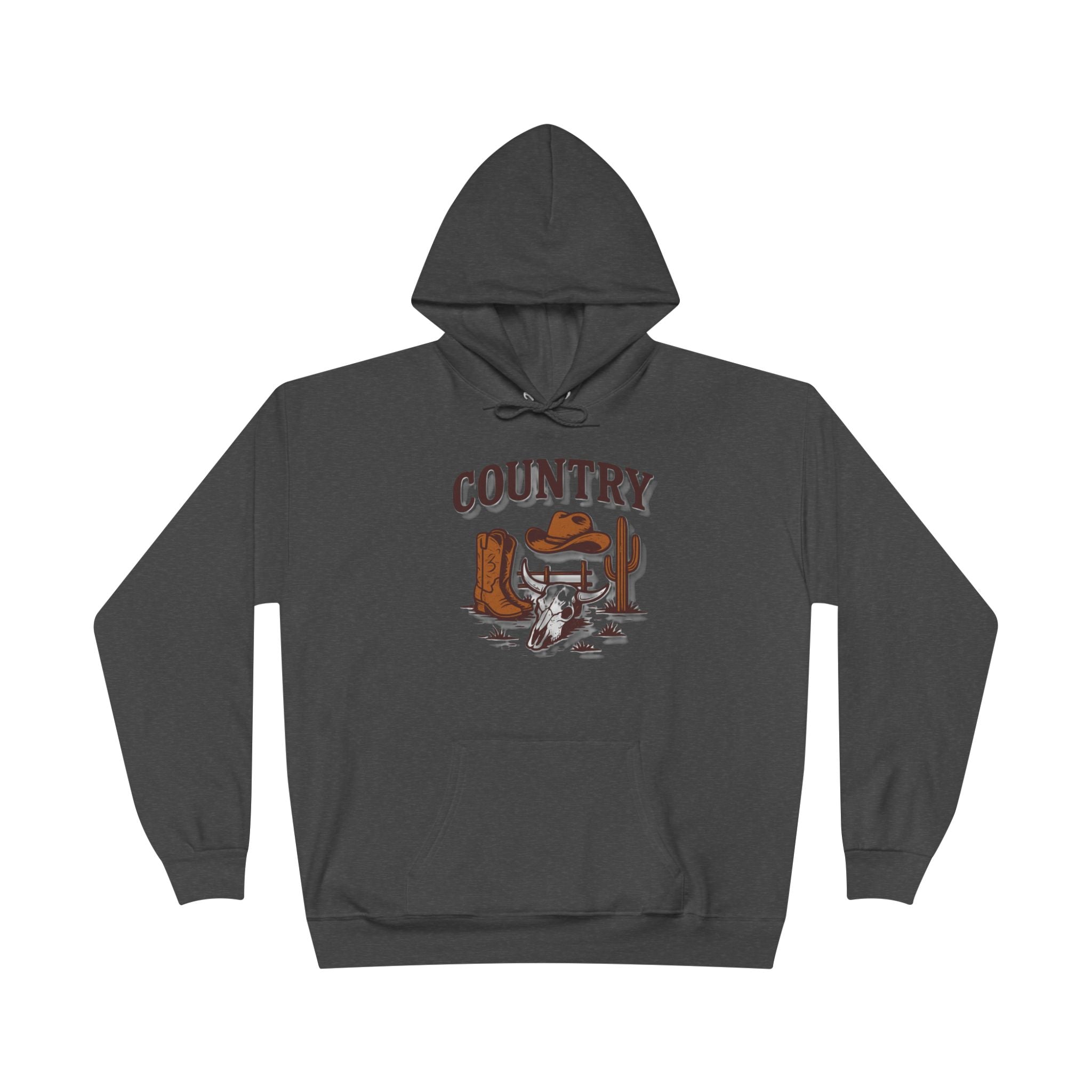 Country Western Hoodie — Cowboy Boots, Hat & Cactus Pullover