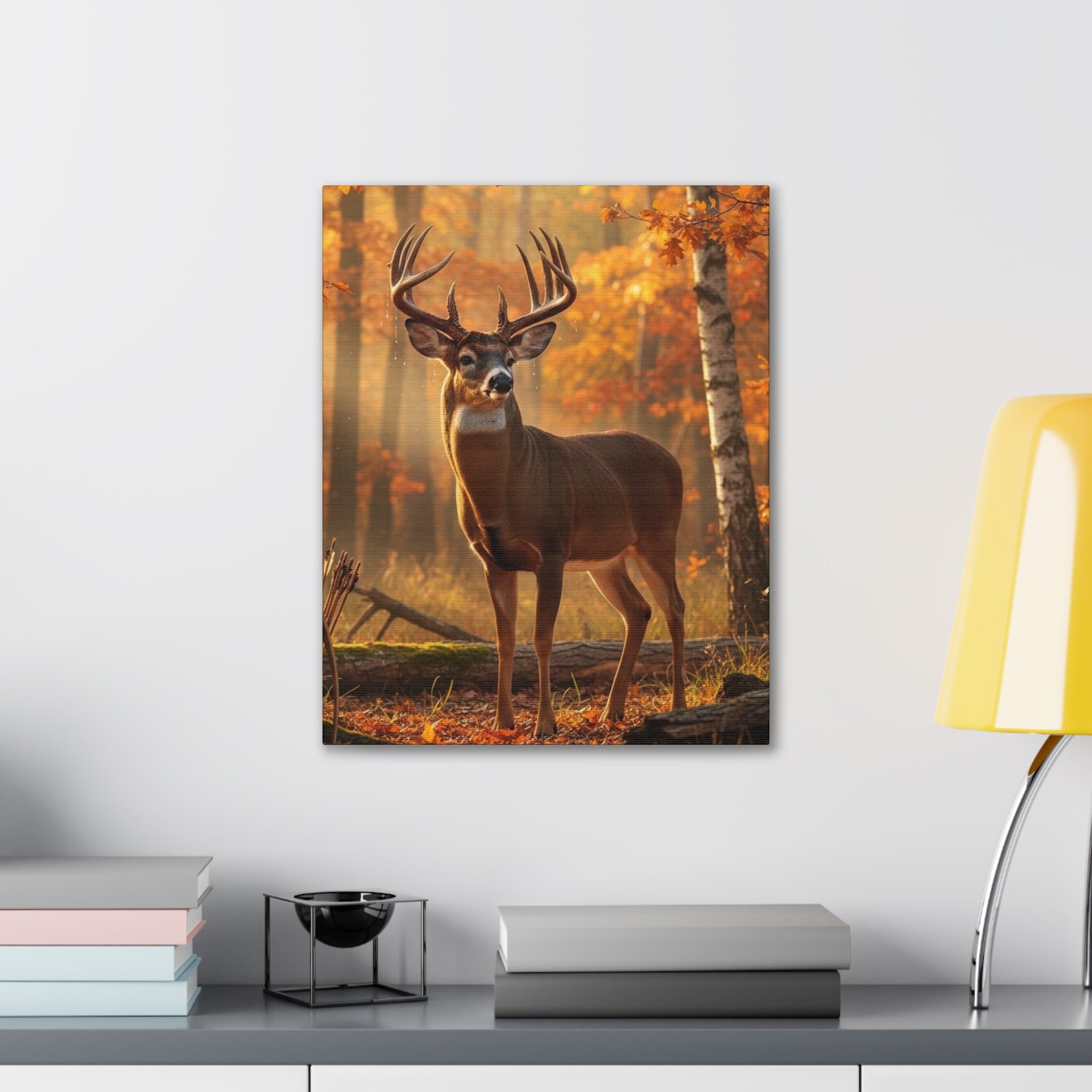Autumn Forest Buck Canvas Wall Art — Stretched Deer Print