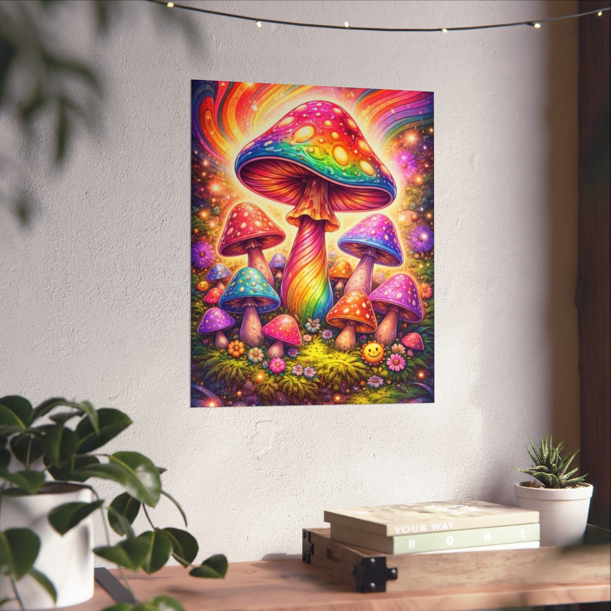 Psychedelic Rainbow Mushroom Poster