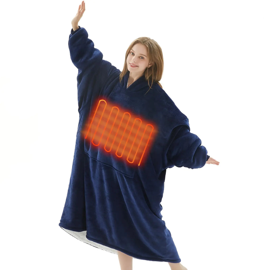 The Ultimate Heated Wearable Blanket Hoodie - with Battery Pack 7.4V - Oversized Blanket Hoodie for Women Men - Warm Hoodie Blanket