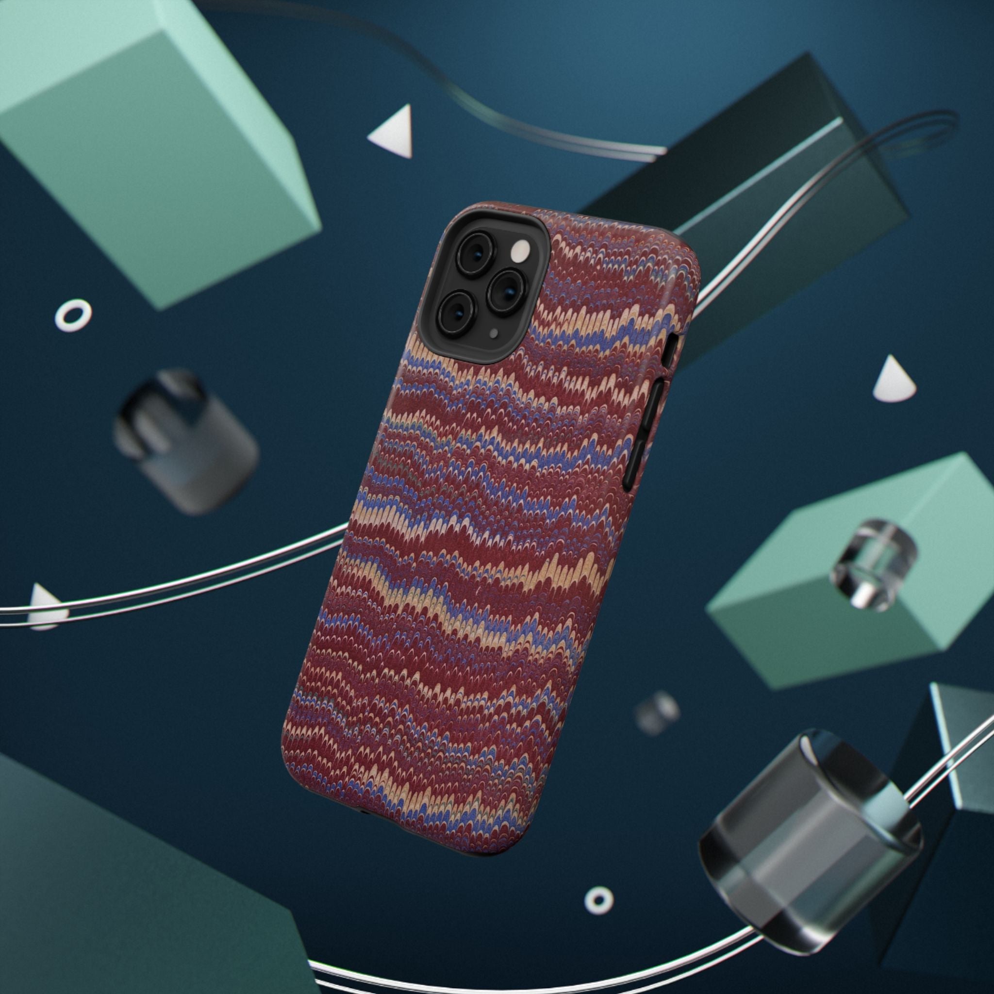 Burgundy and Blue Hues Italian Vintage Marble Design Phone Case for Apple + Samsung