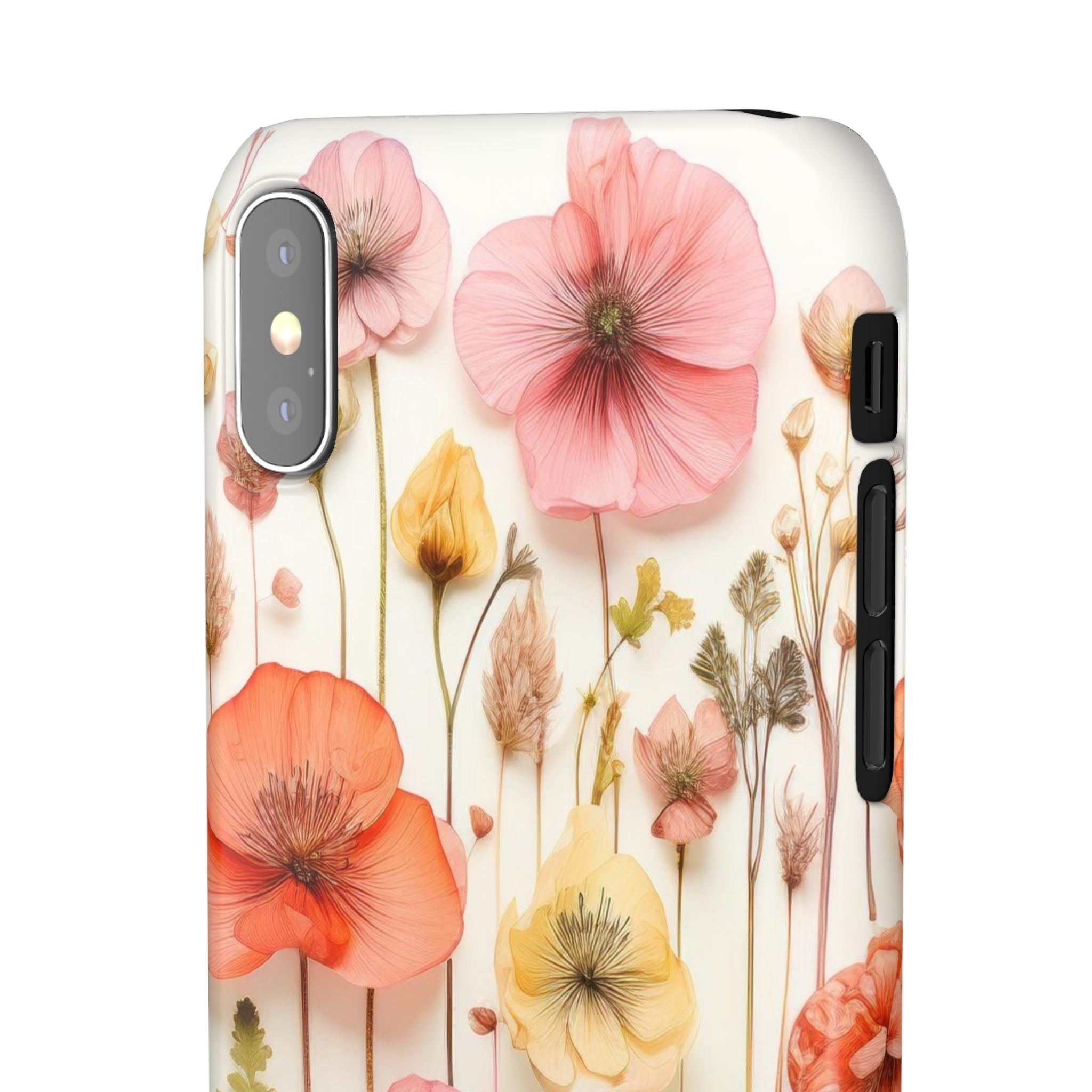 Pink Floral Pressed Flowers - Slim Case