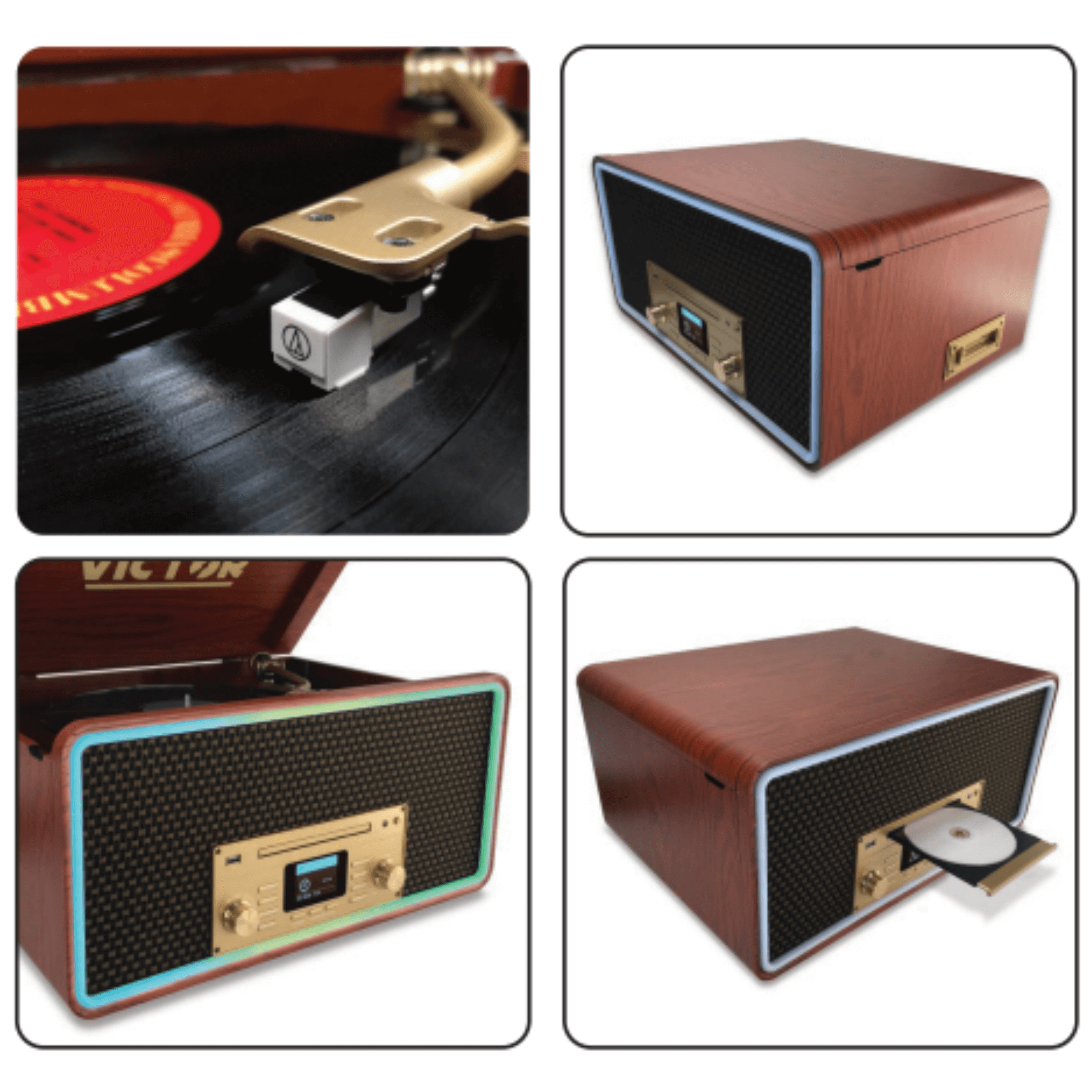 Victor Fremont 8-in-1 Wood Music Center - Refurbished