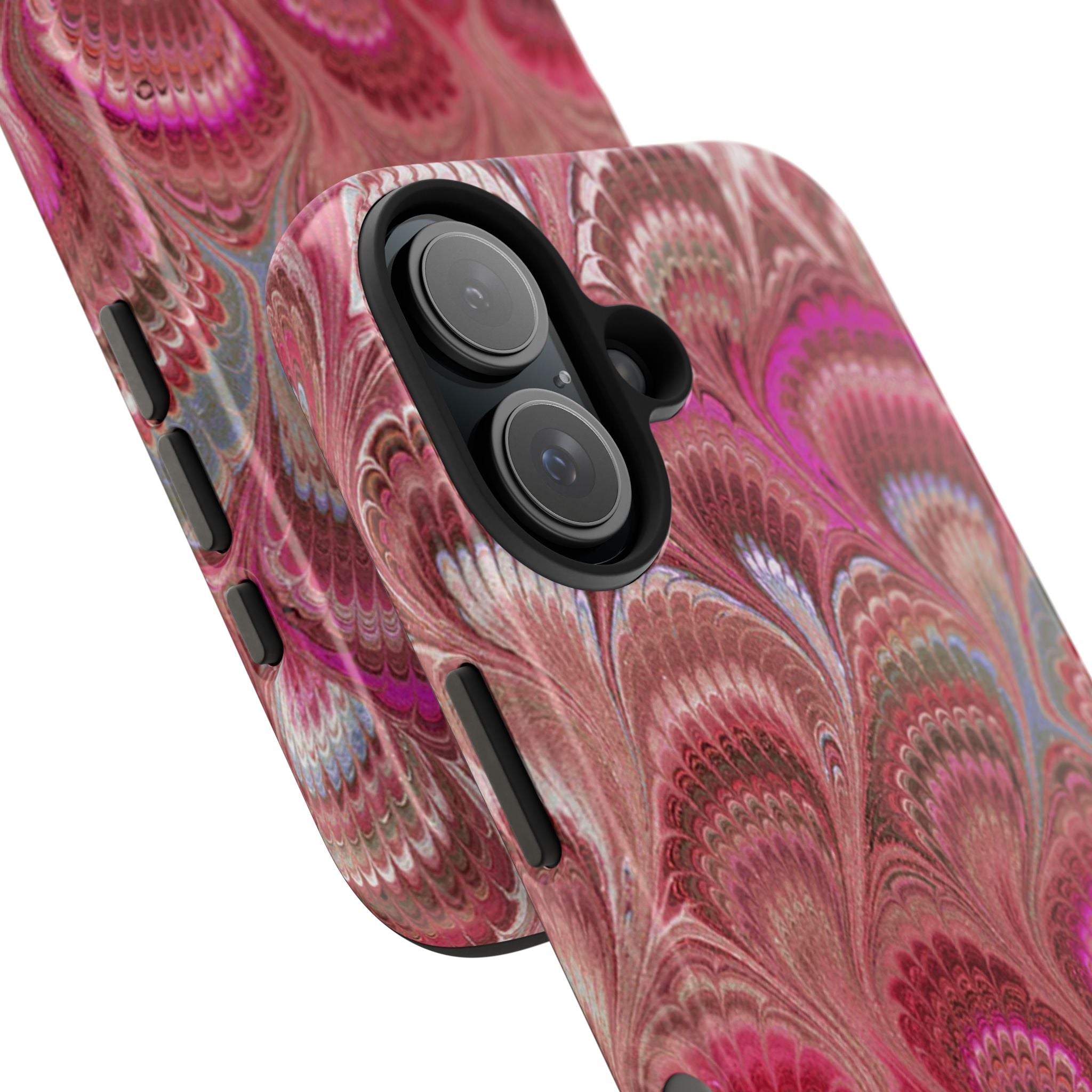 Pink Peacock Marble Italian Tough Phone Case — Durable Marbled Phone Case