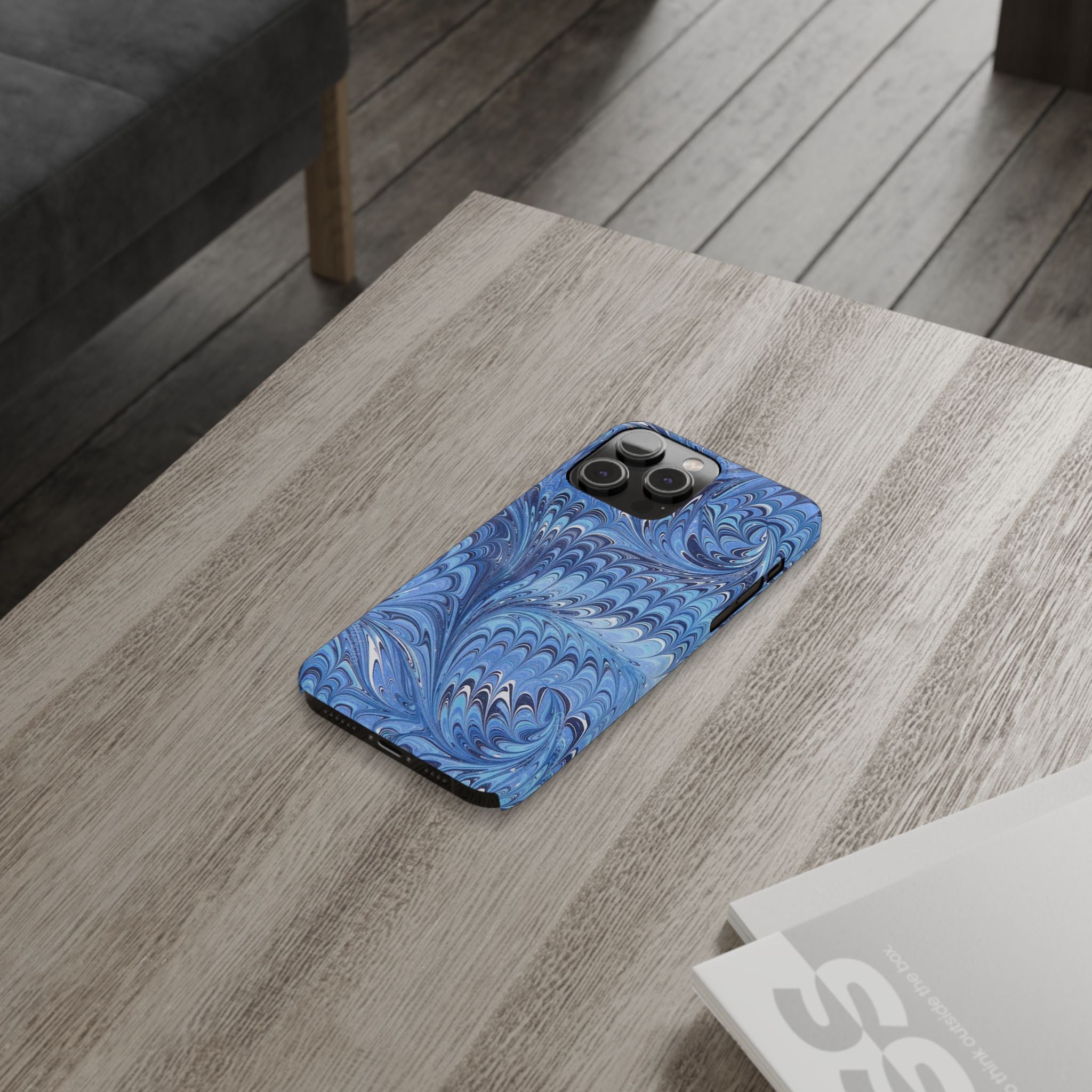 Deep Blue Italian Marbled Design Pallet Phone Case
