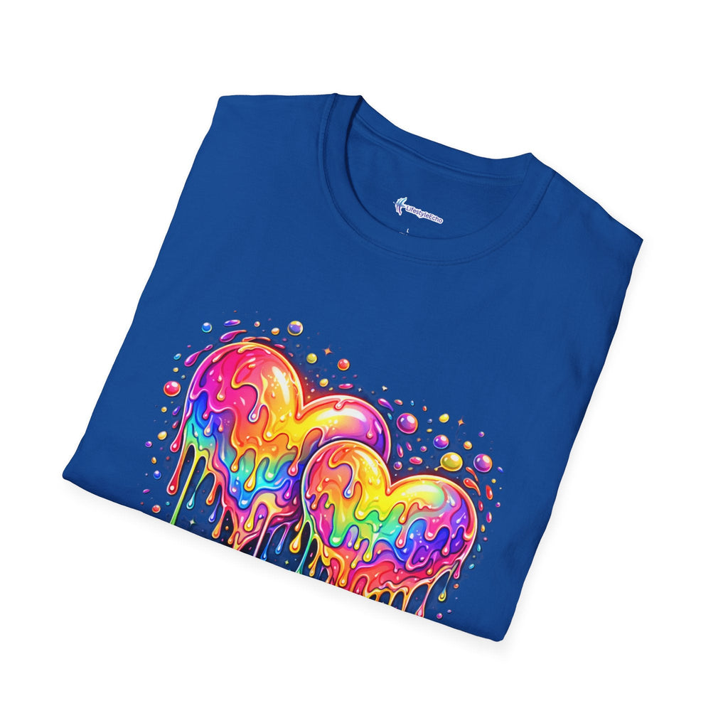 Melting Hearts Tee - Vibrant Double Heart Graphic T-Shirt