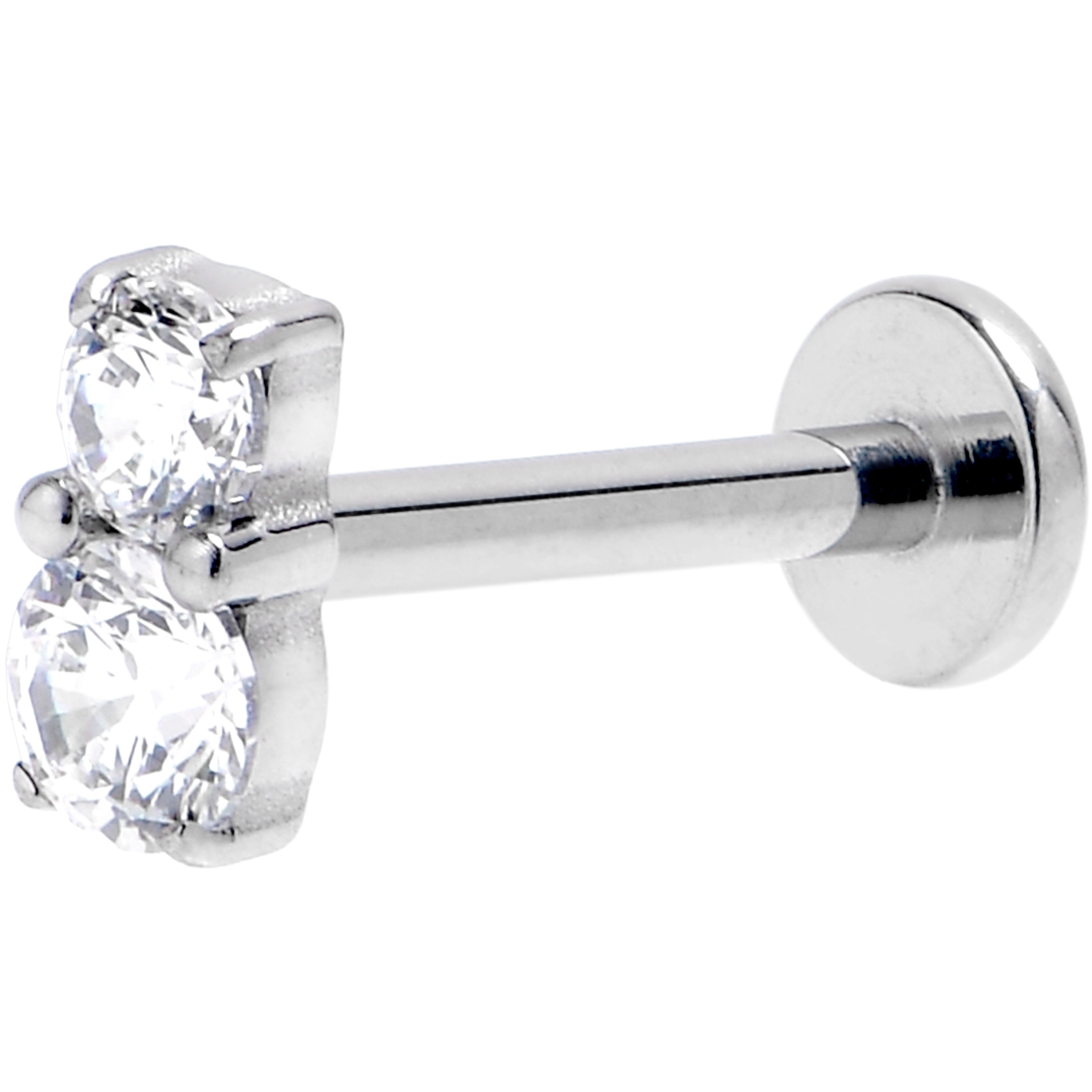 16G 5/16 Clear Gem G23 Titanium Threadless Push In Labret Tragus