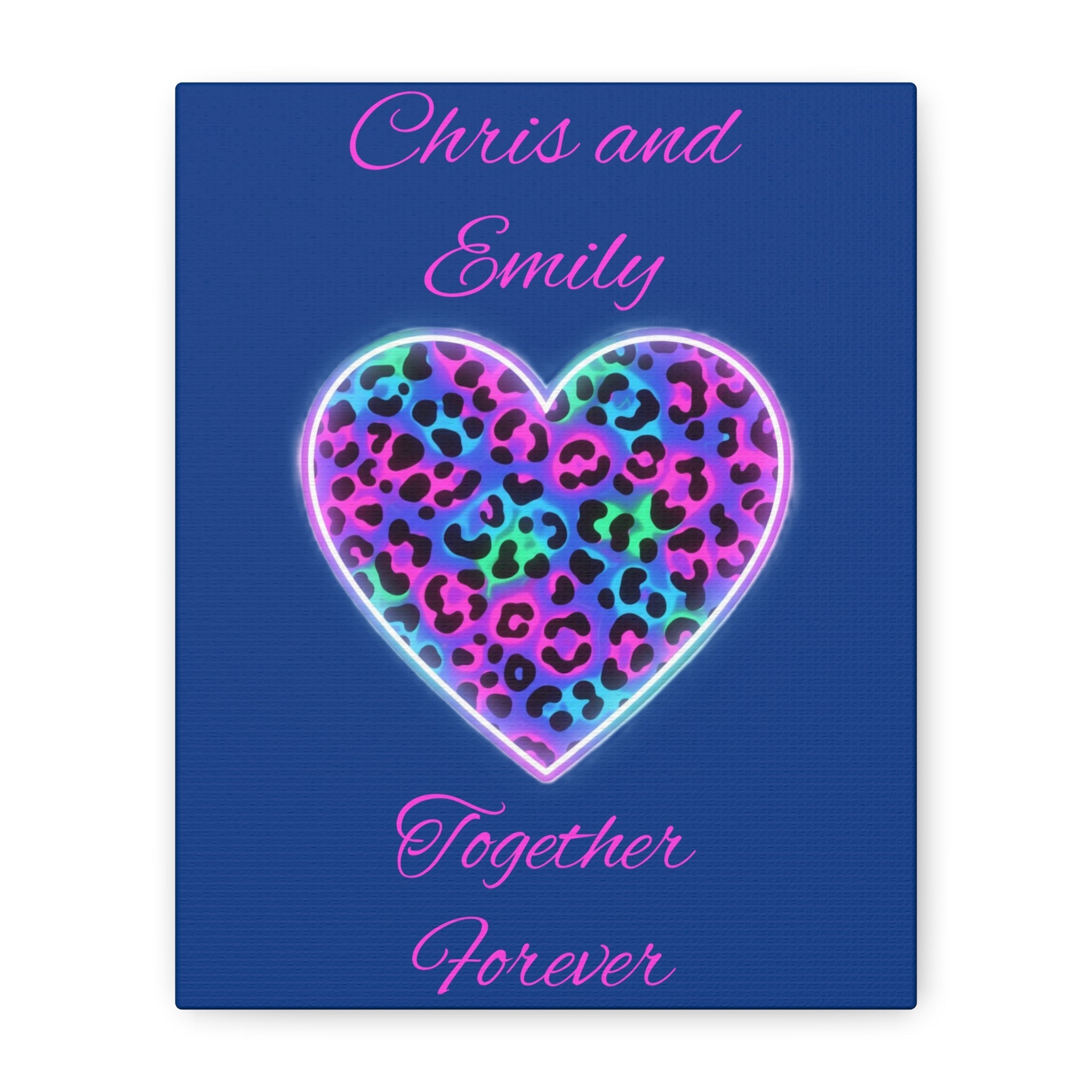 Personalized Neon Leopard Heart Canvas - Make it your own