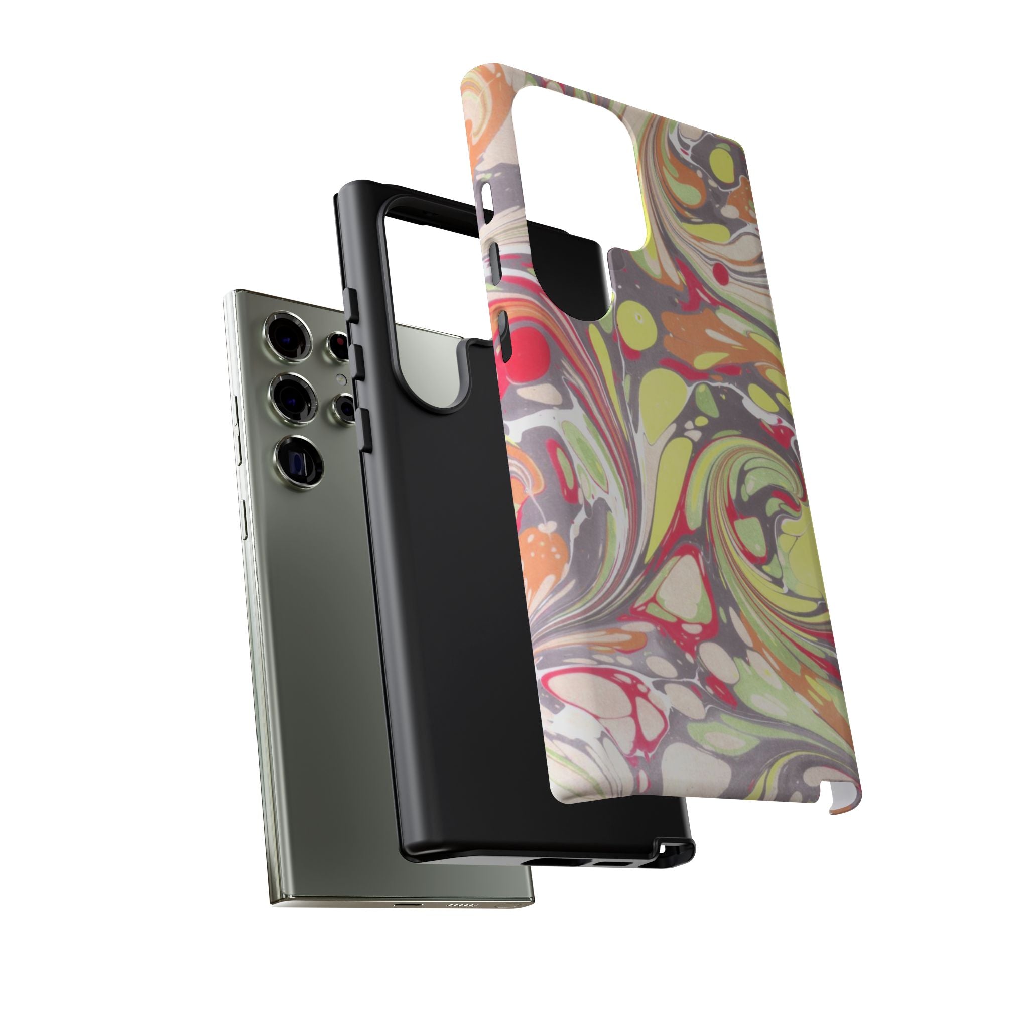 Yellow and Pink Swirl Marbled Italian Phone Case - Dual Layer - Matte or Glossy