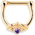 16G 5/16 Purple Gem Gold Tone Beauty Bug Cartilage Clicker