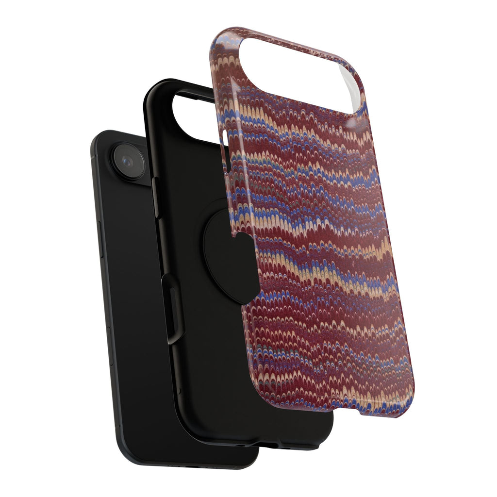 Burgundy and Blue Hues Italian Vintage Marble Design Phone Case for Apple + Samsung