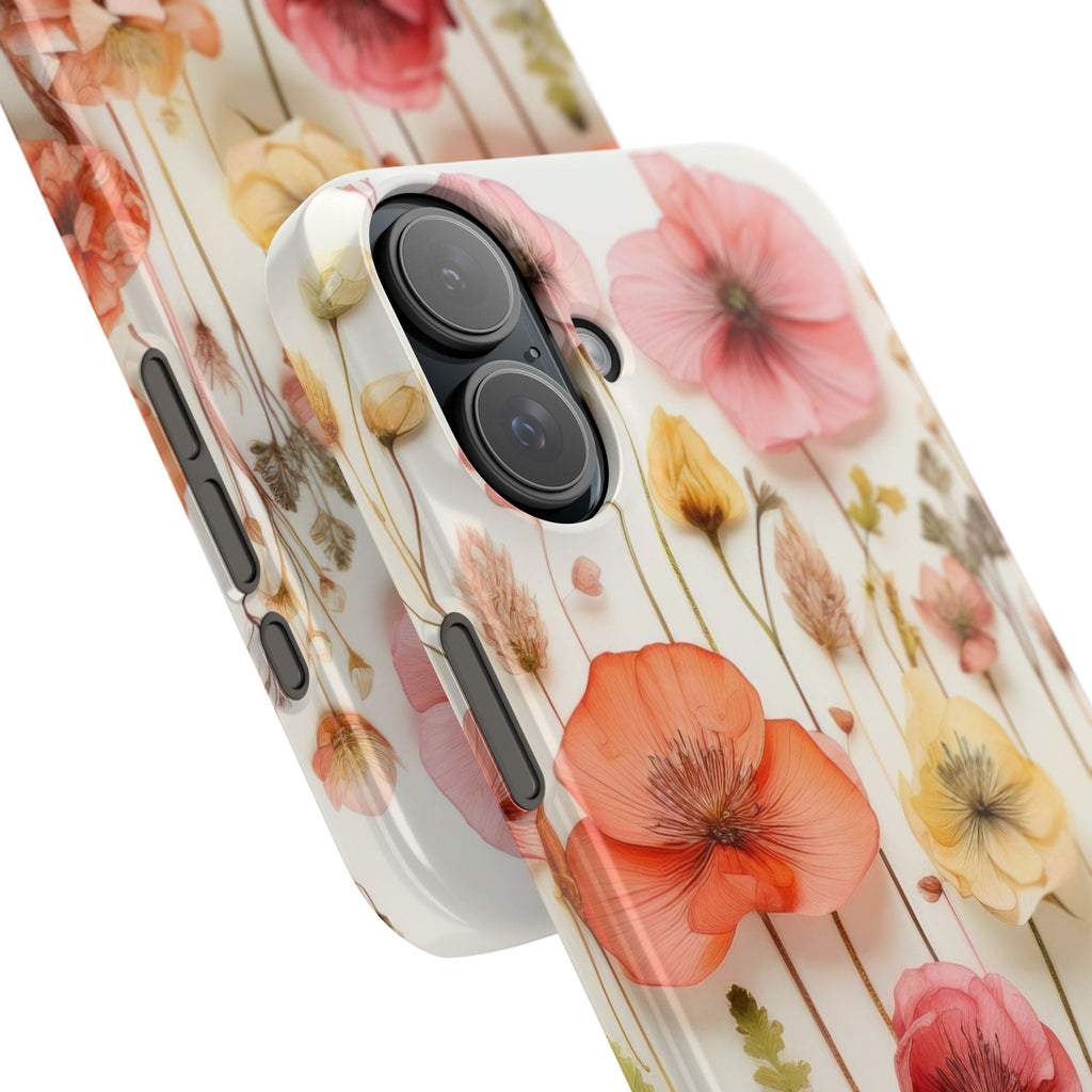 Pink Floral Pressed Flowers - Slim Case