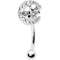 16G 5/16 Clear Gem Lunar Dragonfly Curved Eyebrow Ring