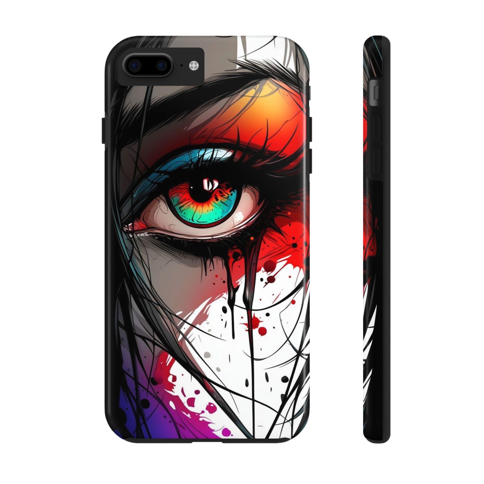 Girl Colorful Eye Painted Printed Tough Phone Case for iPhone & Samsung Galaxy - Artistic & Vibrant Design