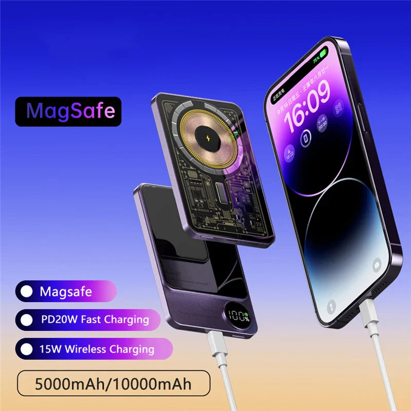PD20W Fast Charging Magnetic Wireless Cell Phone Charger Mini Power Bank Auxiliary Battery for iPhone Samsung Wireless Charger