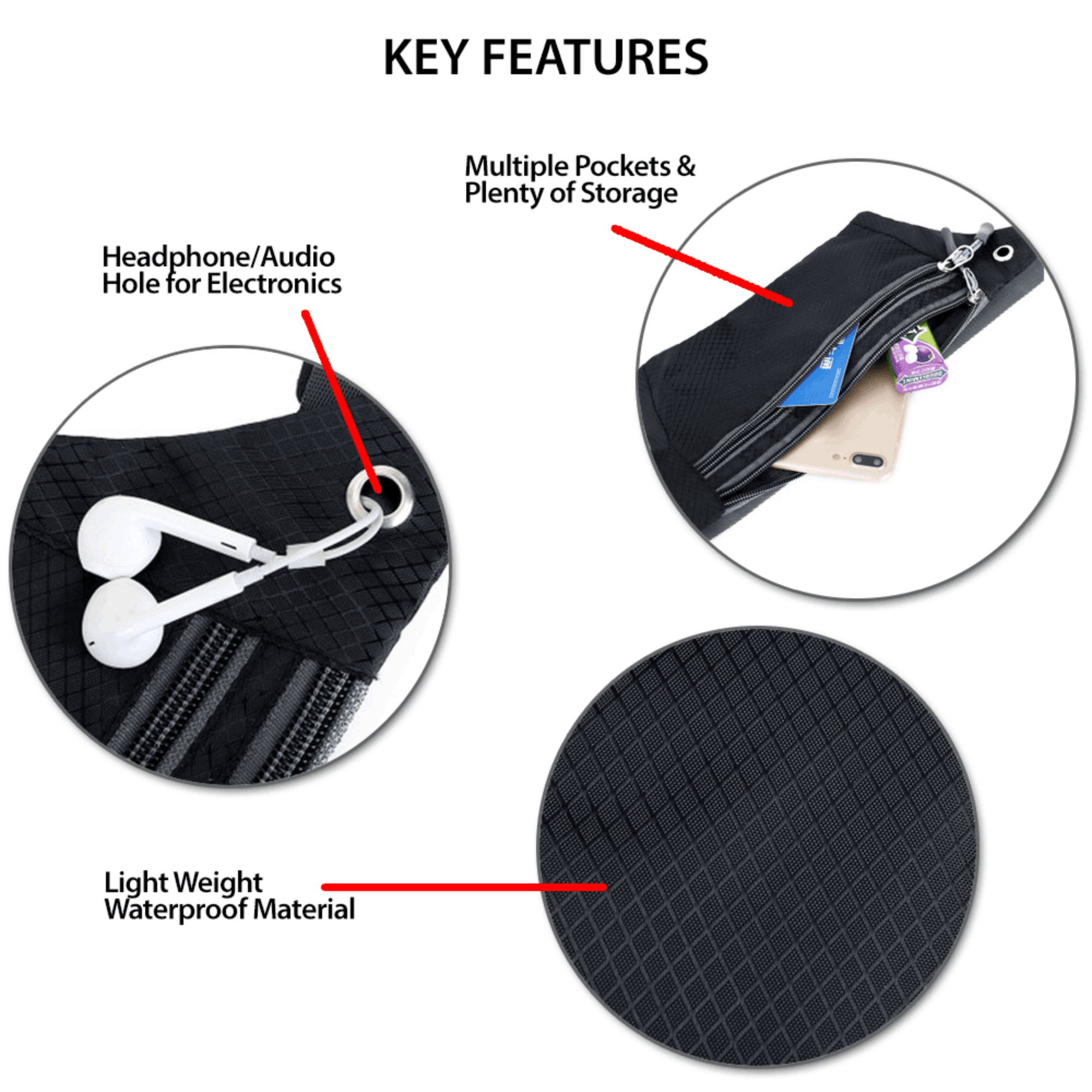 XGear Fitness Waterproof Fanny Pack for Running and Travel
