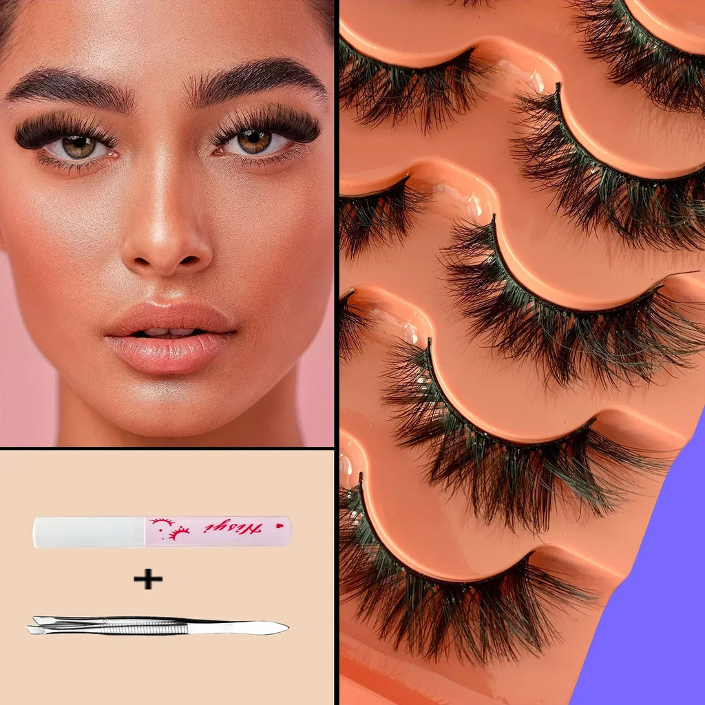 Veltrinay Fake Lashes Cat Eye Lashes Faux Mink Eyelashes Clear Band Lashes Natural Look Wispy Mink Eyelashes False Lashes Makeup