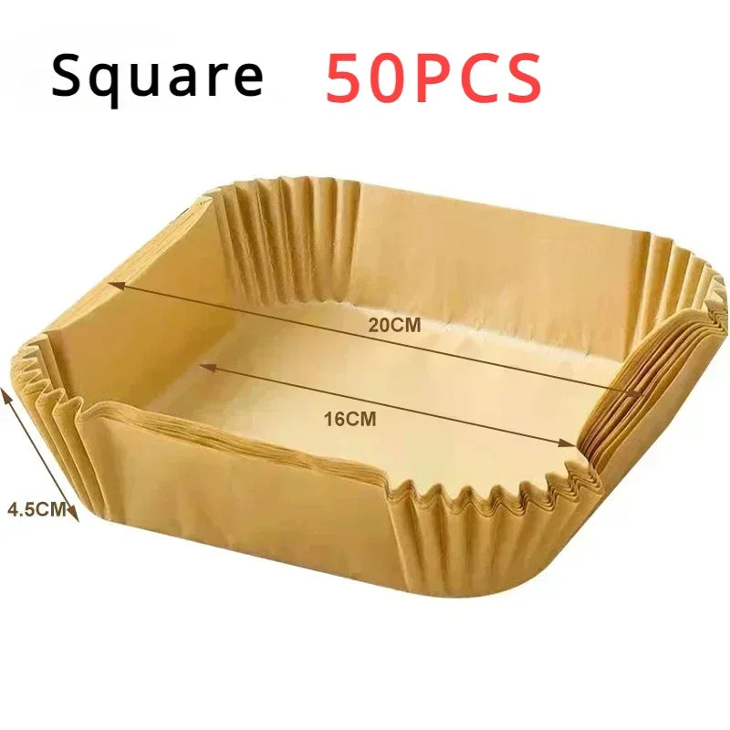 23CM Air Fryer Disposable Baking Paper Liner Non-Stick Mat Steamer Square Round Parchment for Microwave Oven Kitchen Cookers