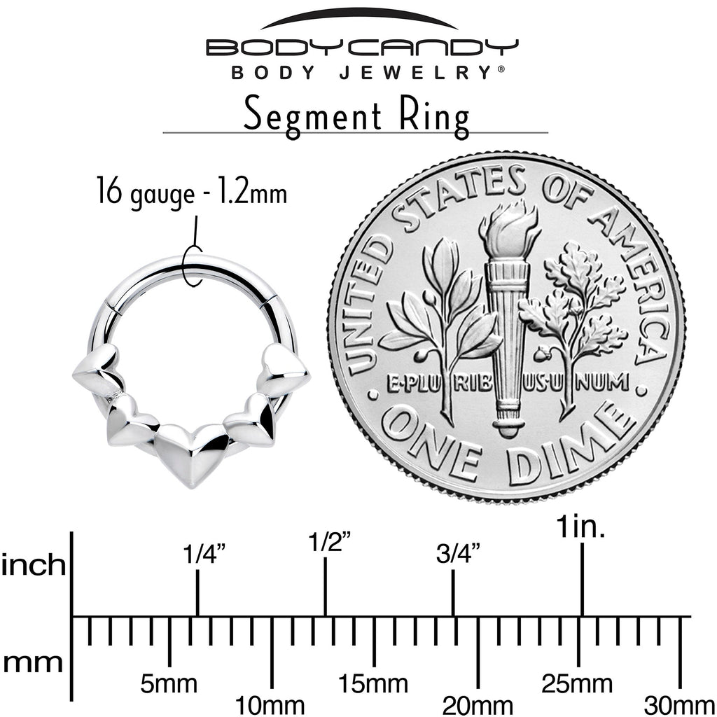 16G 5/16 3D Hearts Hinged Segment Ring