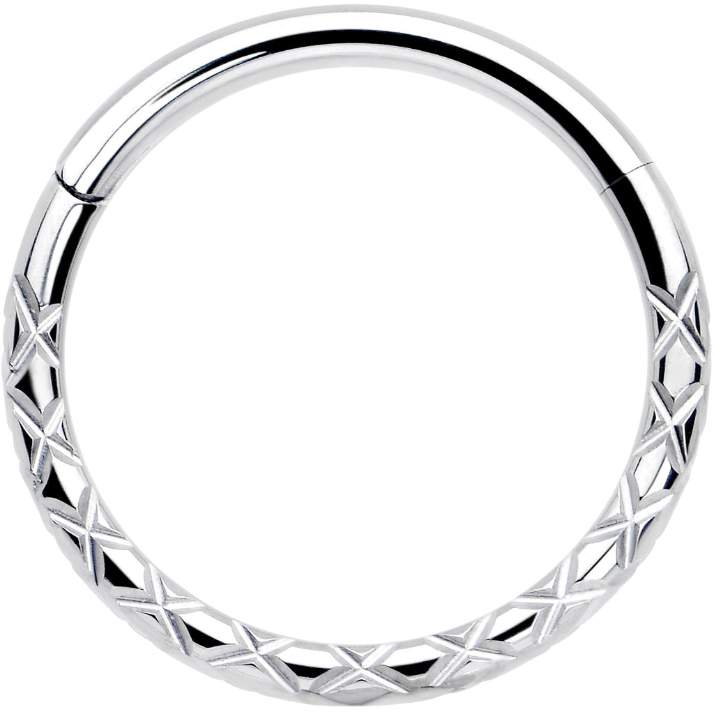 16G 3/8 Implant Grade Titanium Snakeskin Style Hinged Segment Ring