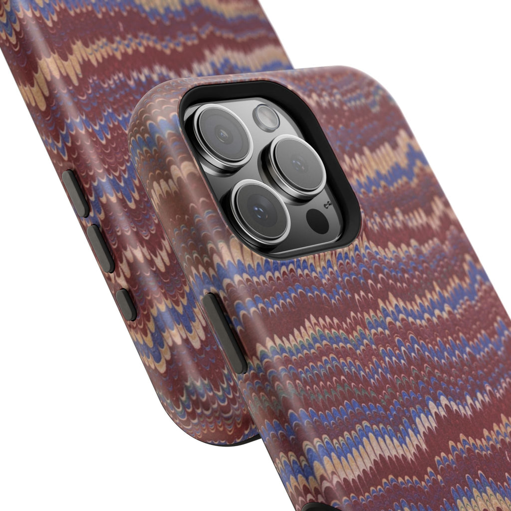 Burgundy and Blue Hues Italian Vintage Marble Design Phone Case for Apple + Samsung