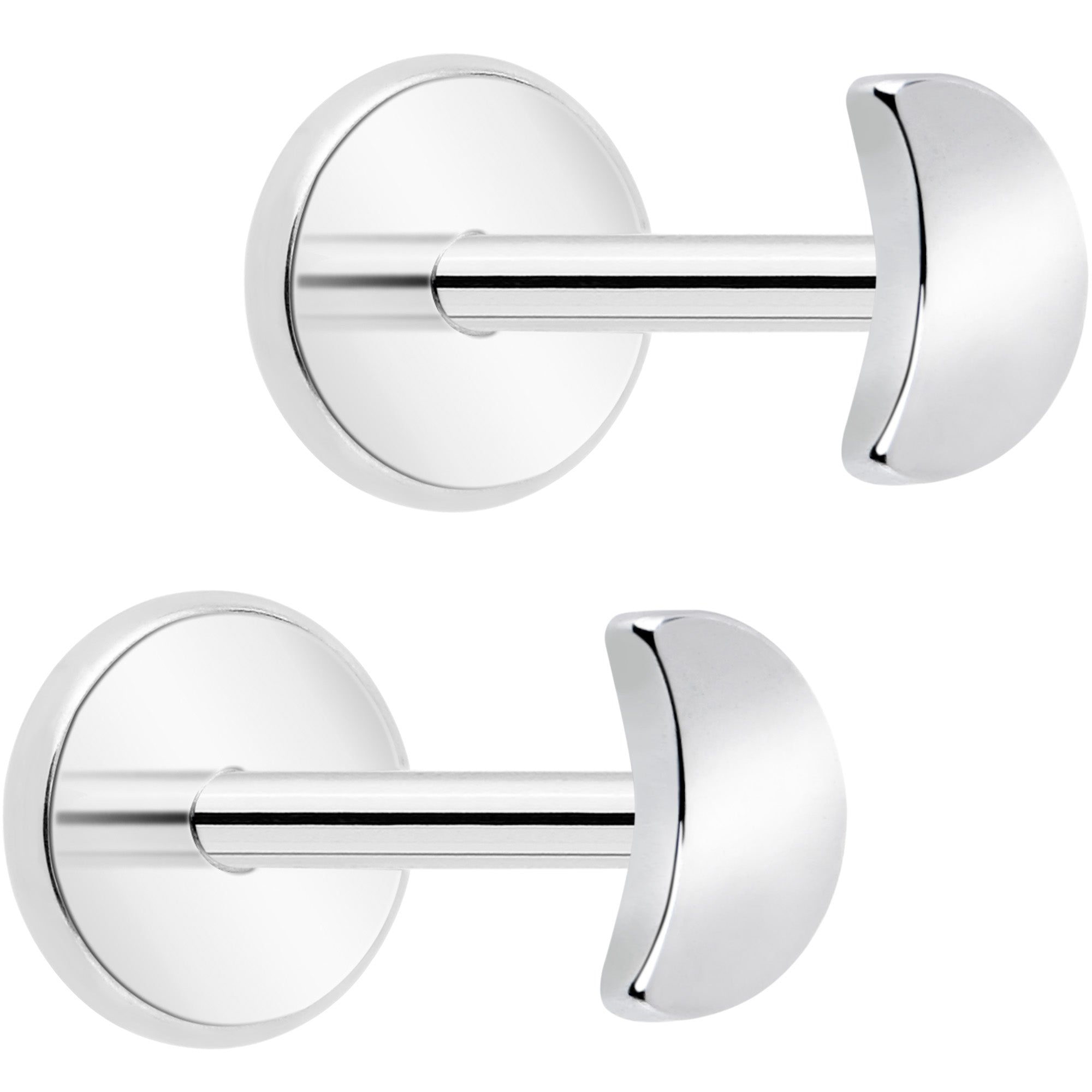 4mm Crescent Moon Flat Back Stud Earrings - 1 Pair