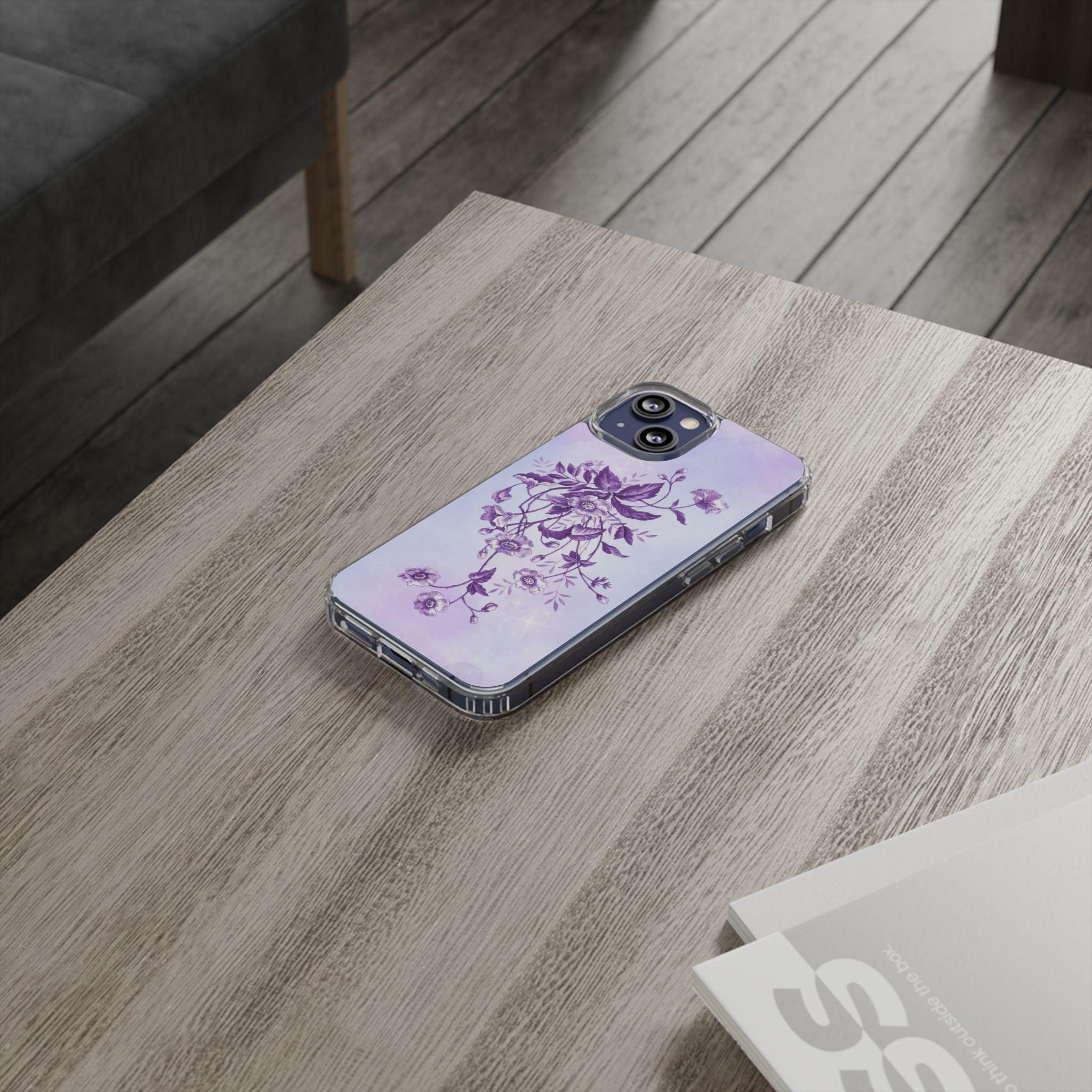 Floral design In Purple Clear Cases