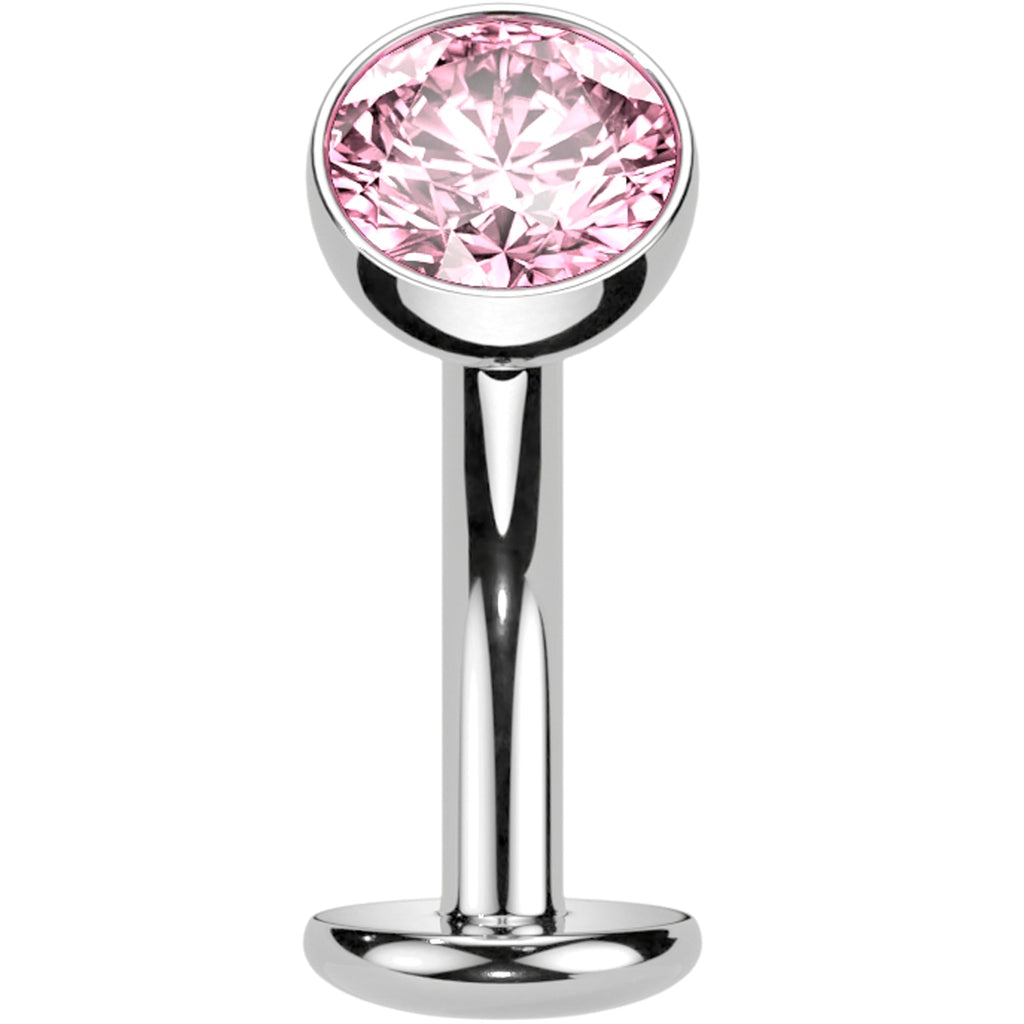 CZ Bezel Gem Titanium Threadless Floating Belly Ring