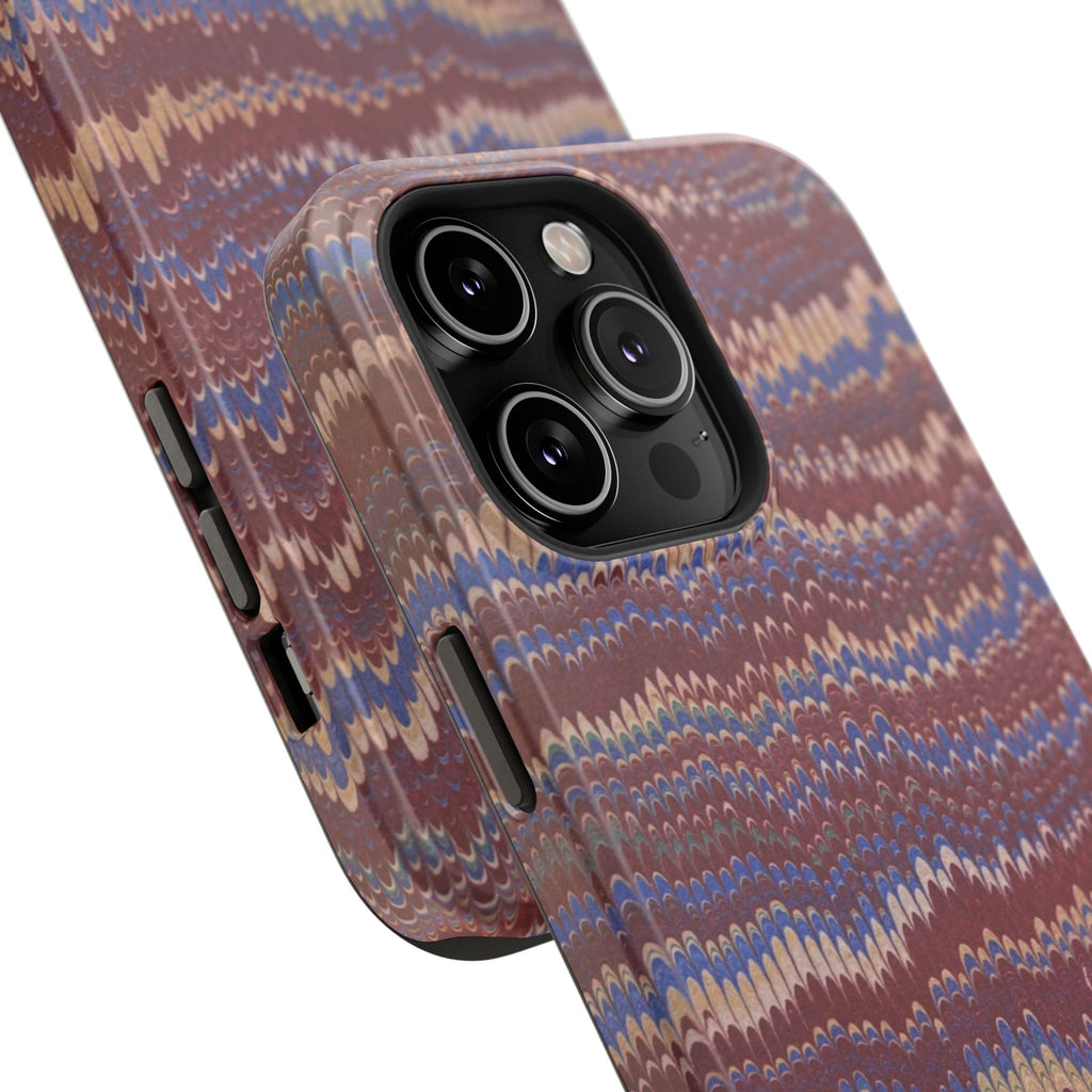 Burgundy and Blue Hues Italian Vintage Marble Design Phone Case for Apple + Samsung