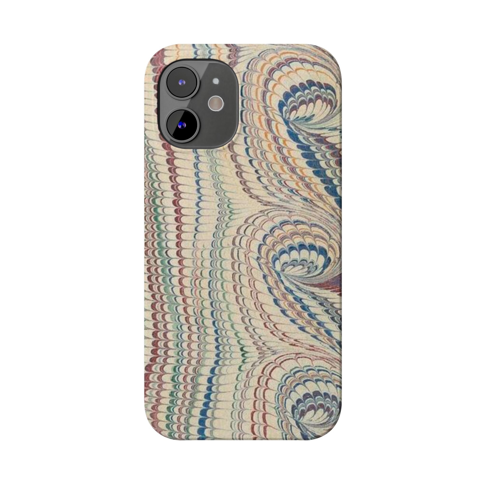 Italian Vintage Marbled Paper Design on iPhone Cases, Artistic Protection for Your Device in Elegant Beige, Blue, Burgundy