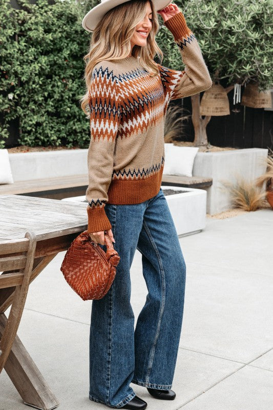 Eva Aztec Crew Neck Sweater
