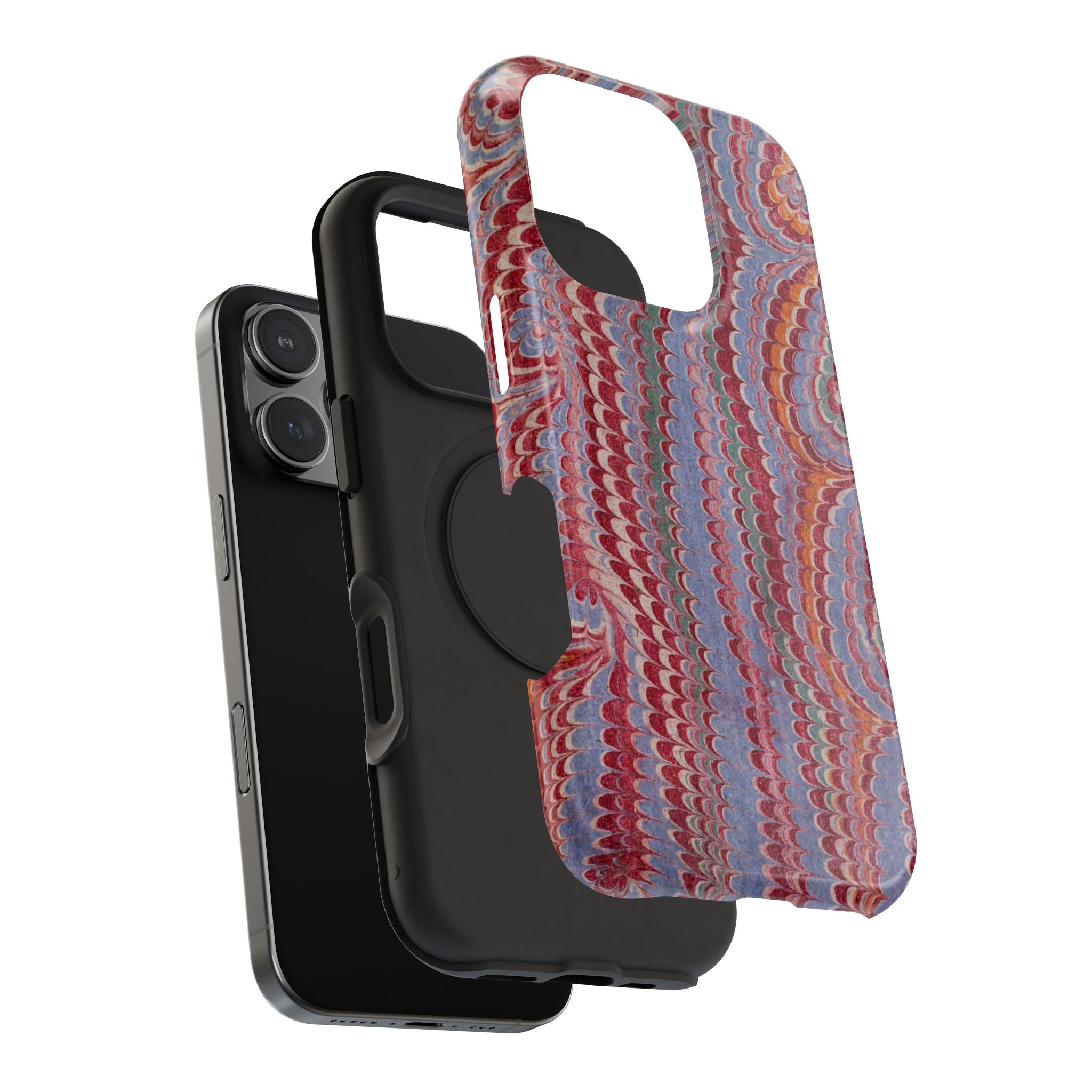 Burgundy and Lavender Hues Italian Vintage Marble Design - Dual Layer - Phone Case for Apple + Samsung