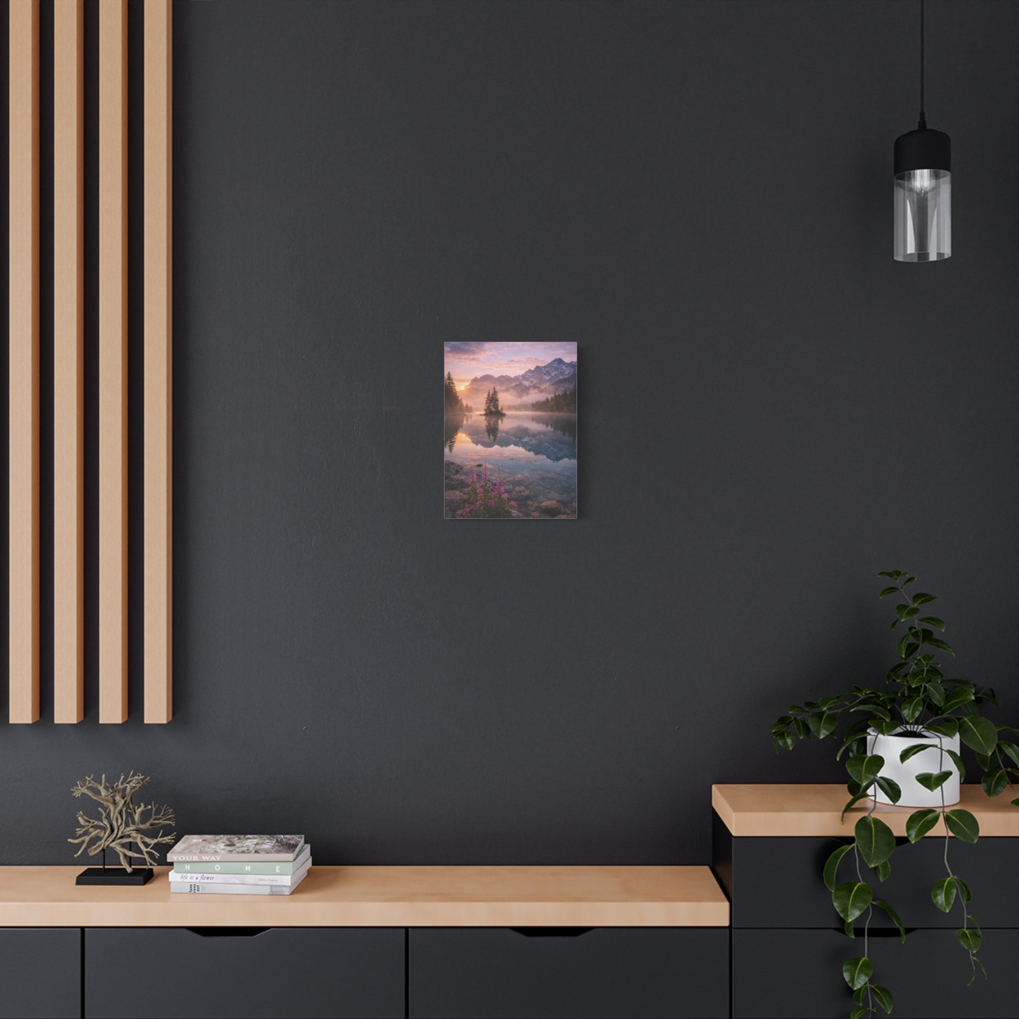 Sunrise Mountain Lake Matte Canvas Print