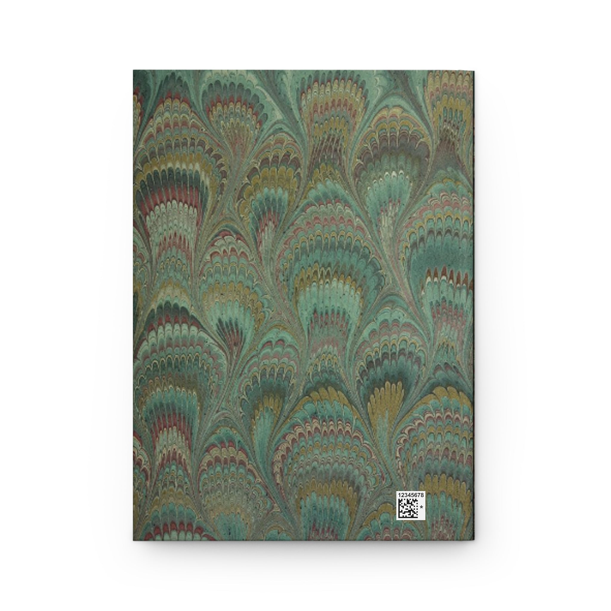 Green + Brown Hand-Painted Italian Feather Marble Hardcover Journal