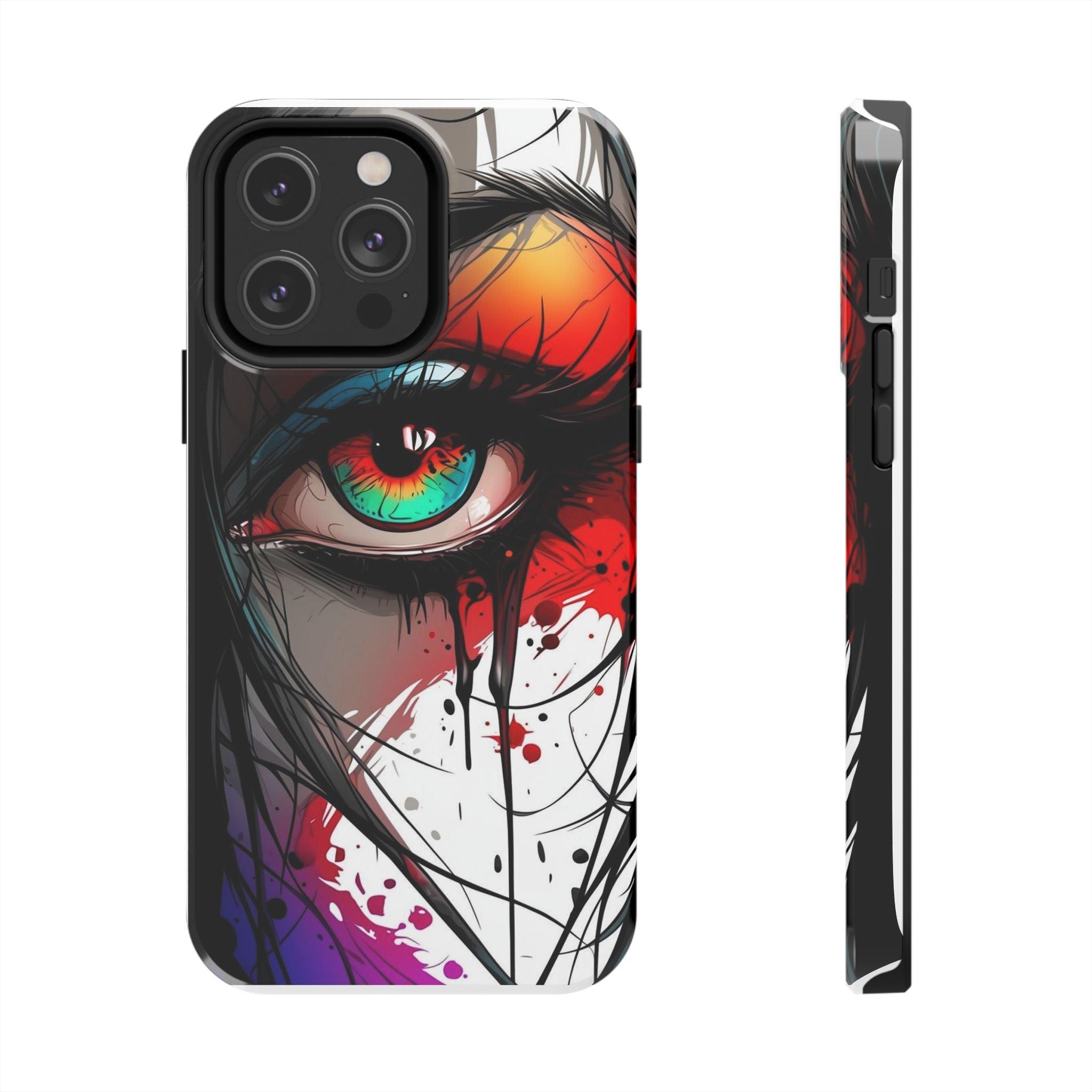 Girl Colorful Eye Painted Printed Tough Phone Case for iPhone & Samsung Galaxy - Artistic & Vibrant Design