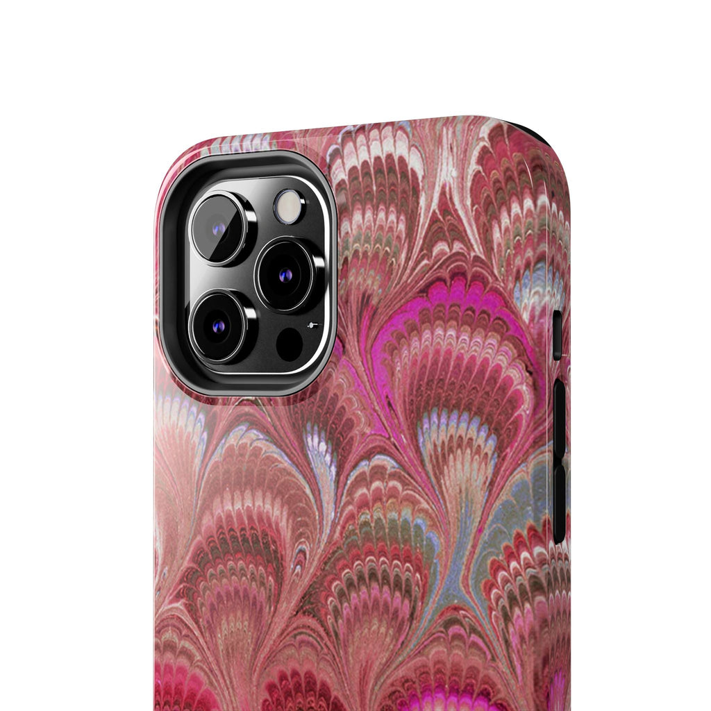 Pink Peacock Marble Italian Tough Phone Case — Durable Marbled Phone Case