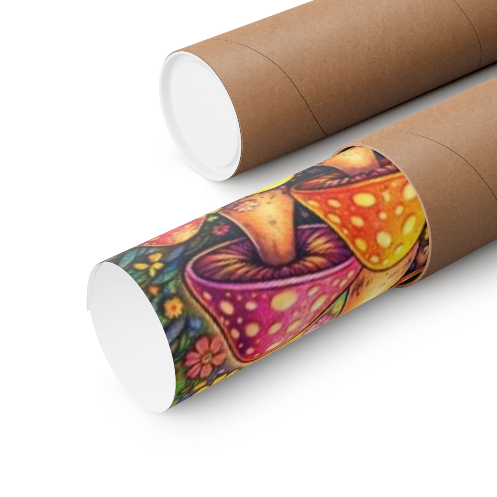 Psychedelic Mushroom Art Poster — Retro Rainbow Peace Wall Print