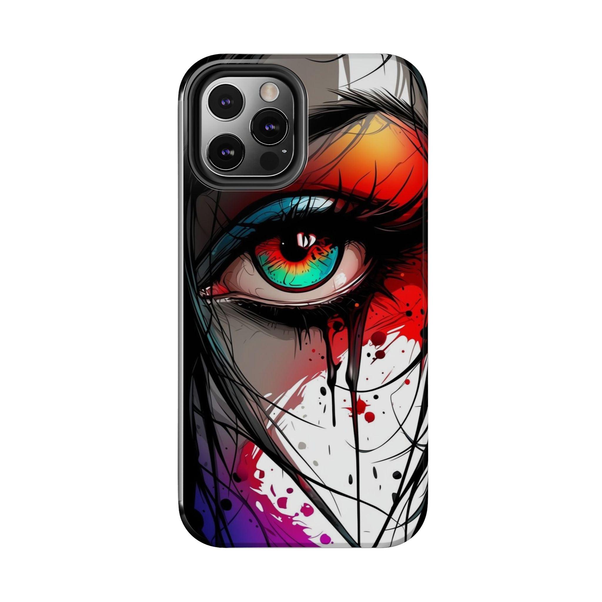 Girl Colorful Eye Painted Printed Tough Phone Case for iPhone & Samsung Galaxy - Artistic & Vibrant Design