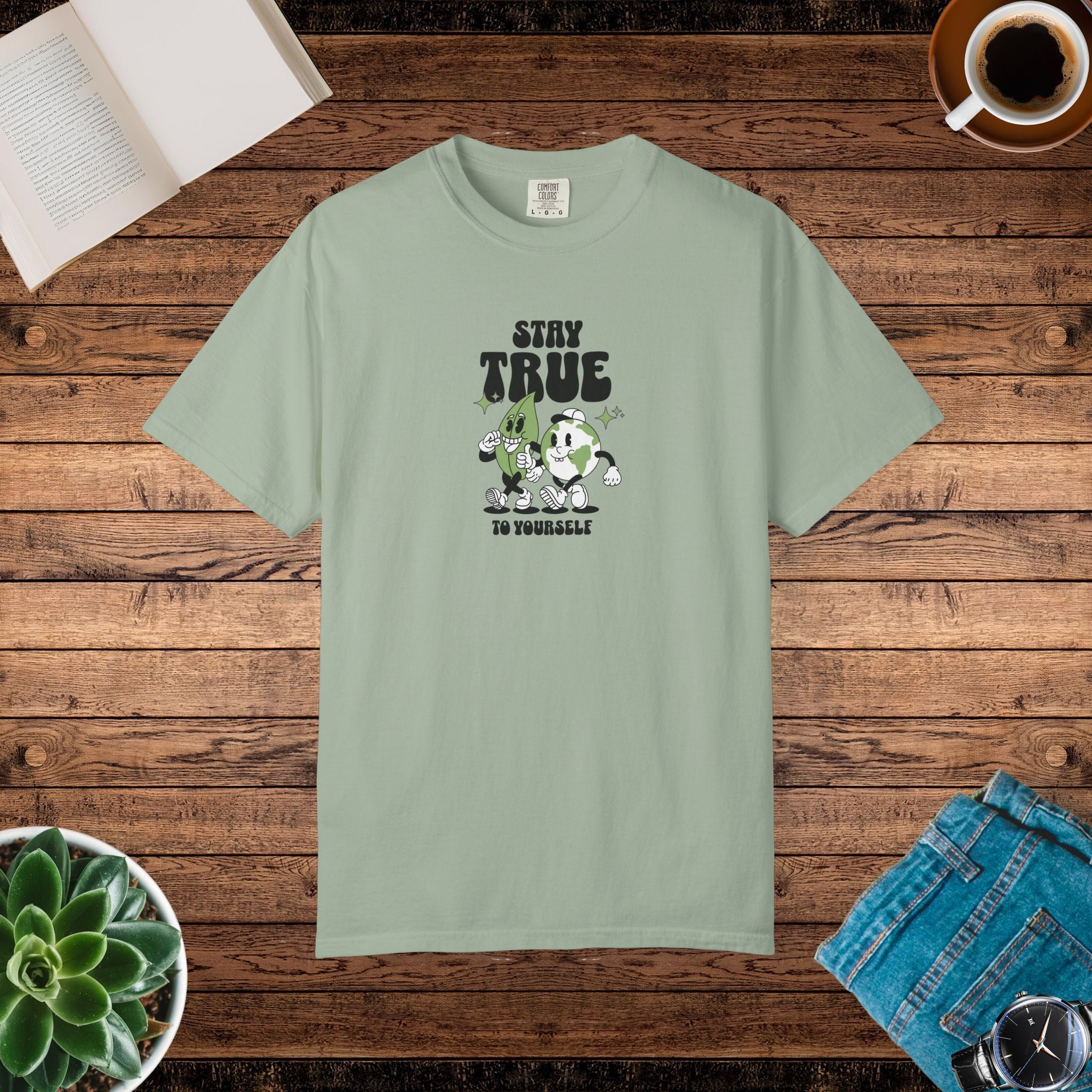 Relaxed Fit Tee - Earth Leaves Cozy Comfort Colors - DipaliZ