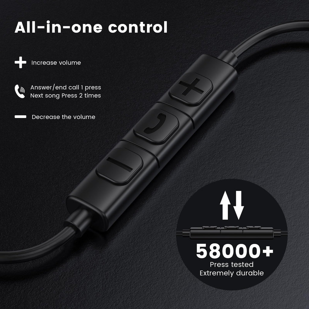 USB-C Earphones HiFi Stereo — Wired In-Ear Type C Headphones with Mic & Volume Control for iPhone 17/16/15, Samsung Galaxy S24/S23, Pixel 8/7