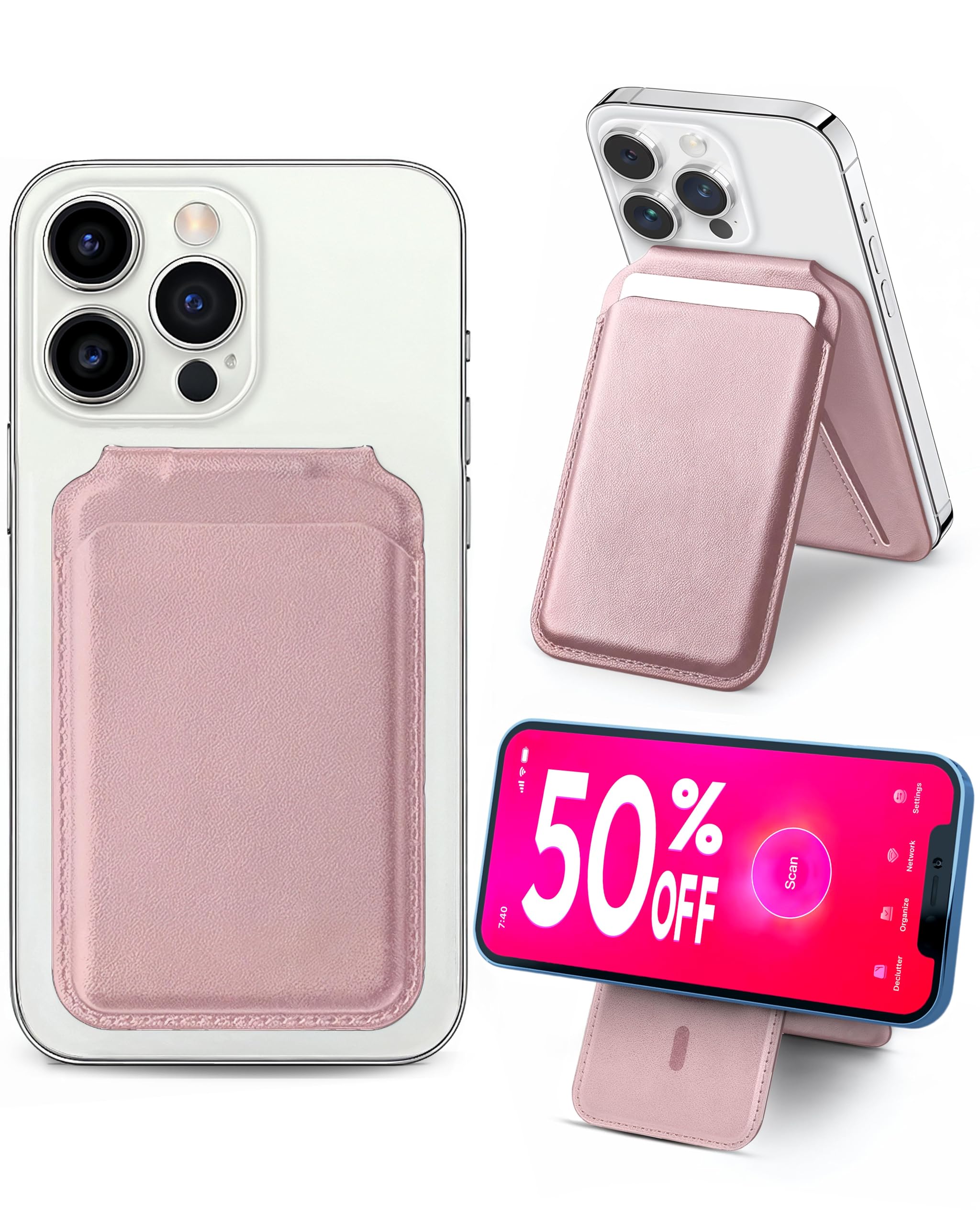 MagSafe Wallet & Stand — Slim Vegan Leather Card Holder with N52 Magnets for iPhone 17/16/15/14/13/12