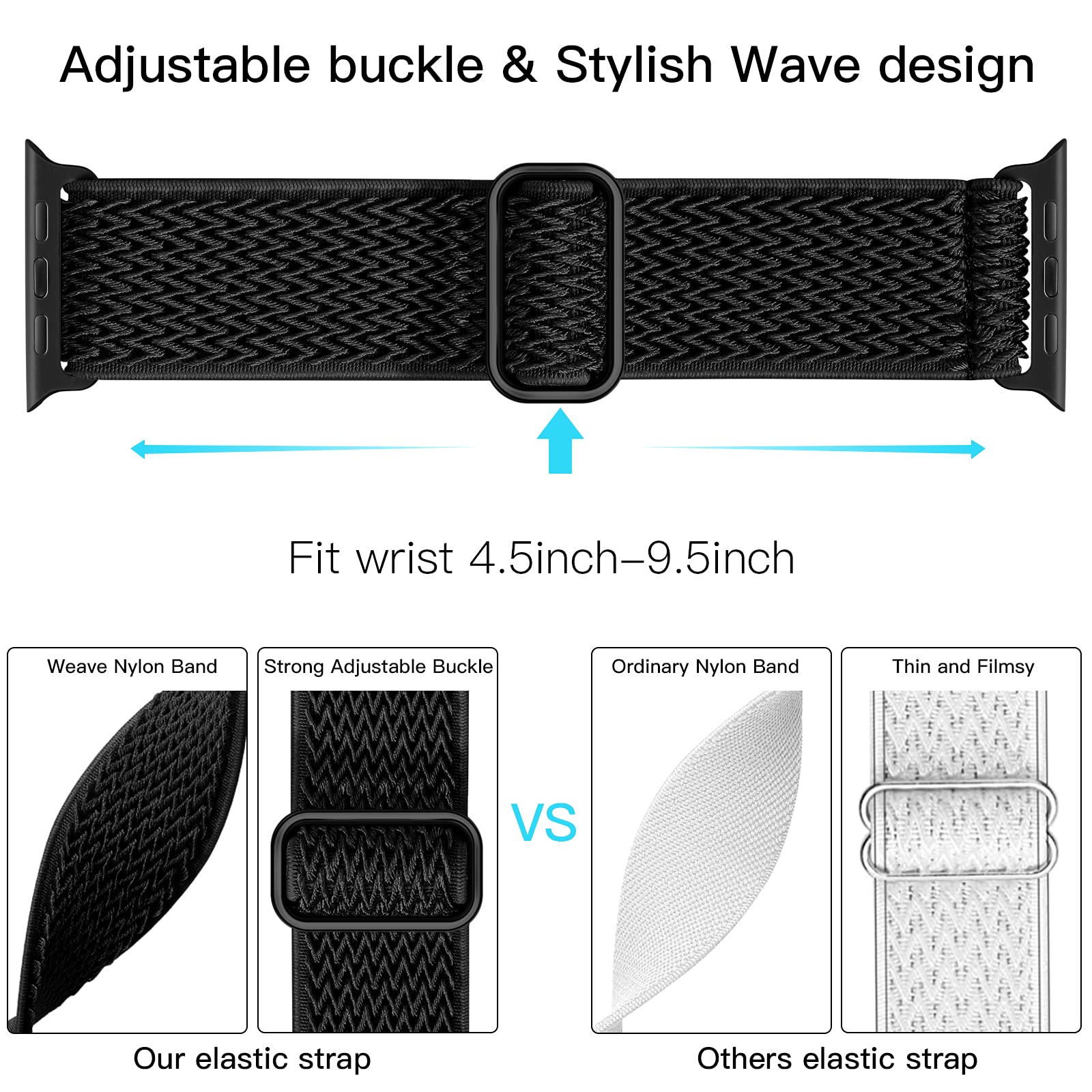 Apple Watch Elastic Nylon Band — Stretchy Solo Loop for Series 1-11, SE & Ultra 38mm-49mm