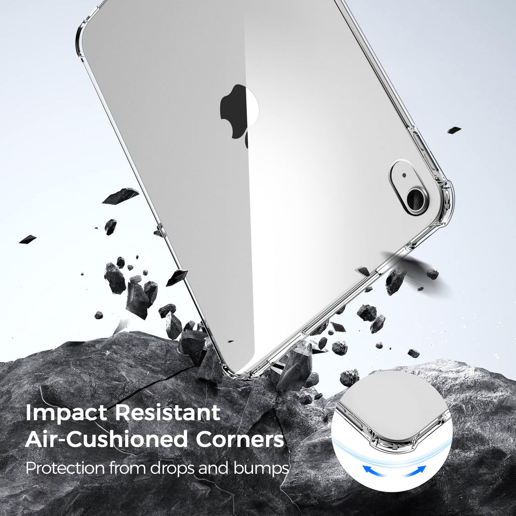iPad 11th Gen 2025 & 10th Gen Clear Case — Slim Shockproof Transparent TPU Cover for iPad A16 11" & iPad 10.9"