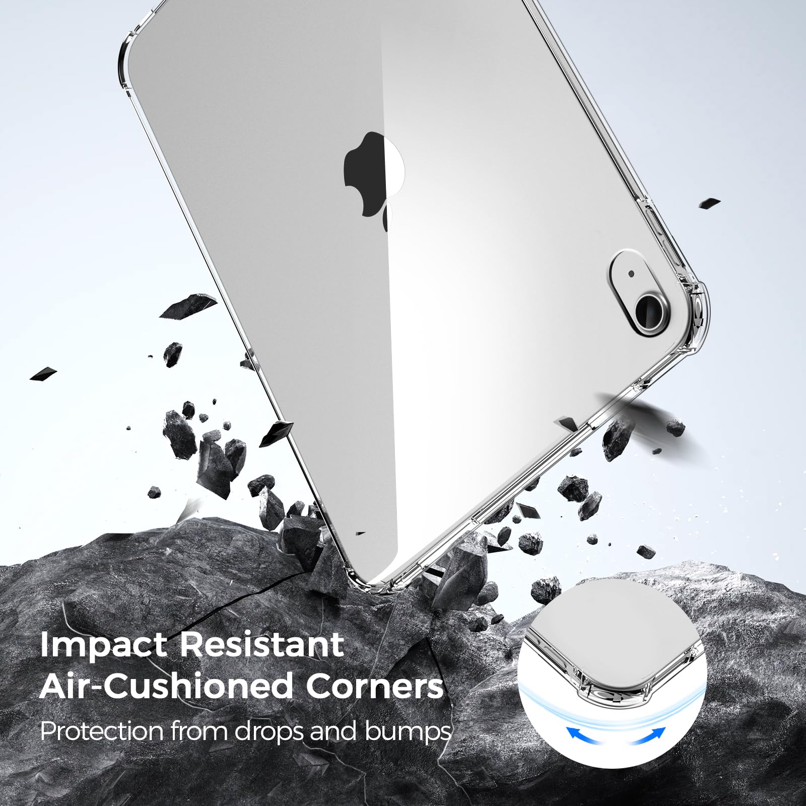 iPad 11th Gen 2025 & 10th Gen Clear Case — Slim Shockproof Transparent TPU Cover for iPad A16 11" & iPad 10.9"