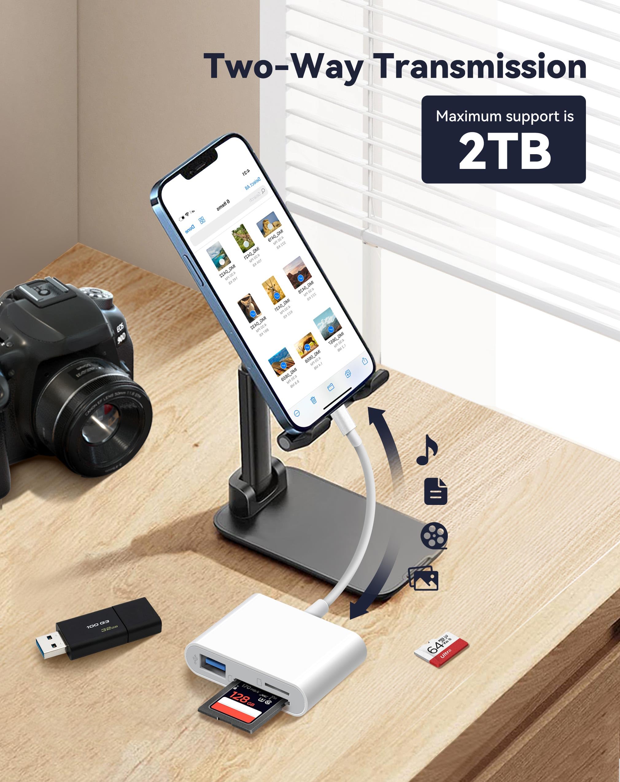 USB-C SD Card Reader — High Speed SD/TF Memory Card Adapter for iPhone 16/15 Pro Max, iPad, MacBook & Android